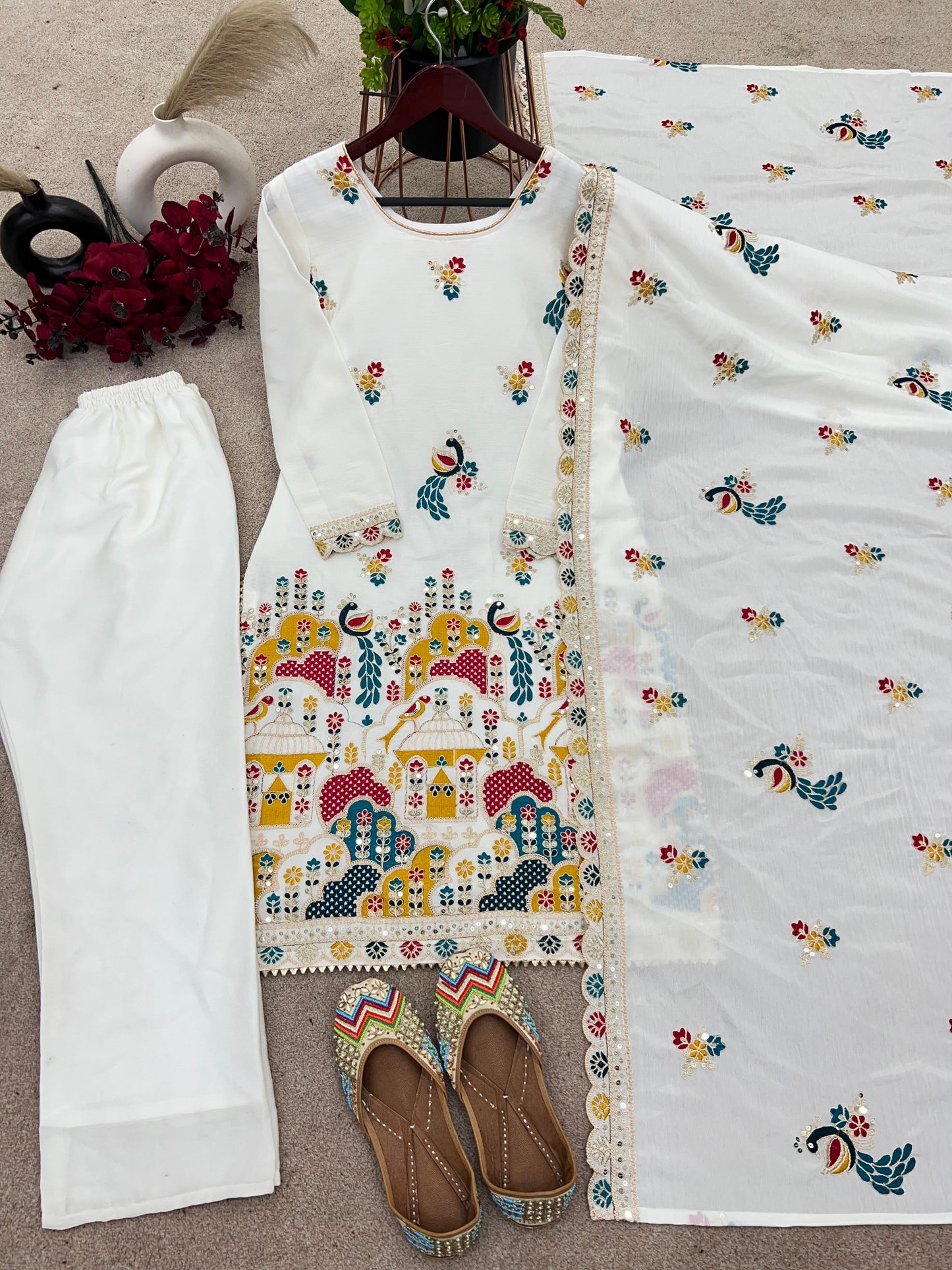 White Color Beautiful festival Wear Straight suit