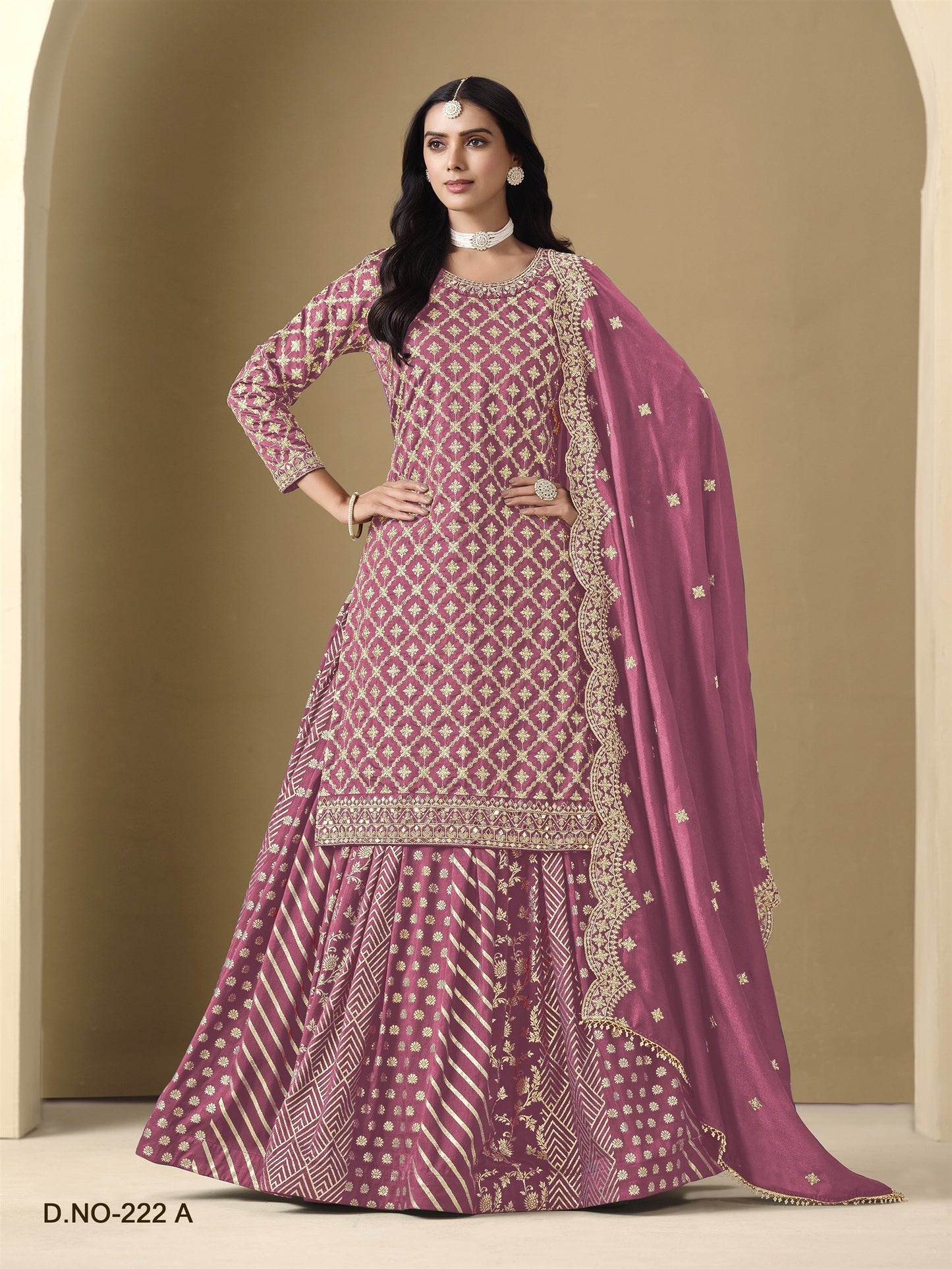 Pink Color Beautiful Partywear Top + lehenga Dress