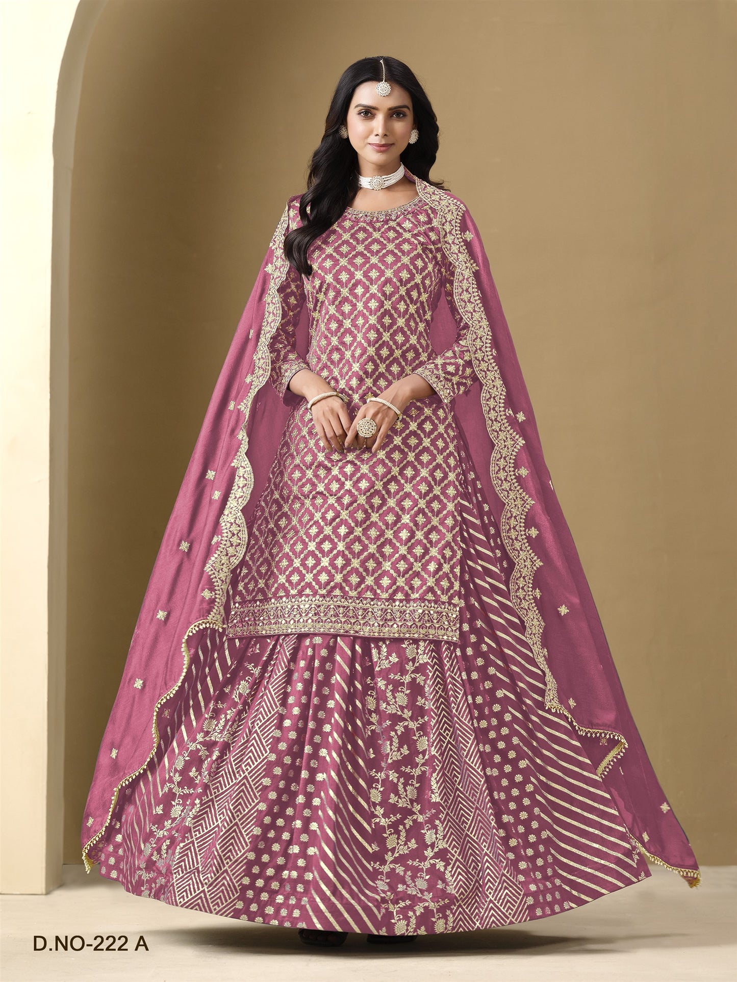 Pink Color Beautiful Partywear Top + lehenga Dress