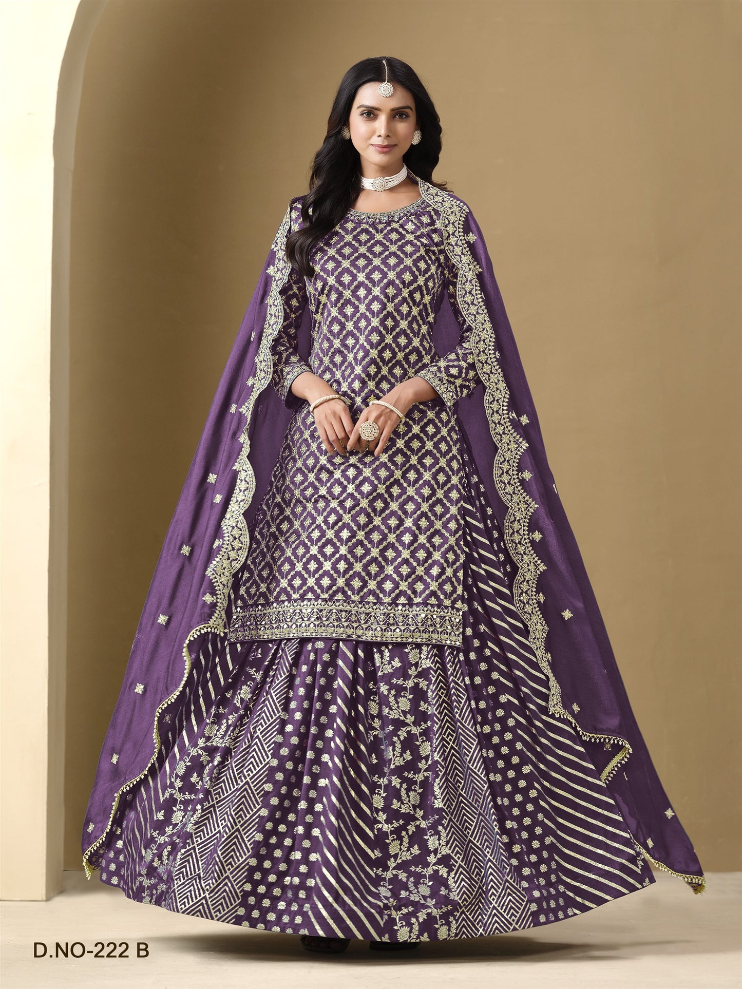 Purple Color Beautiful Partywear Top + lehenga Dress