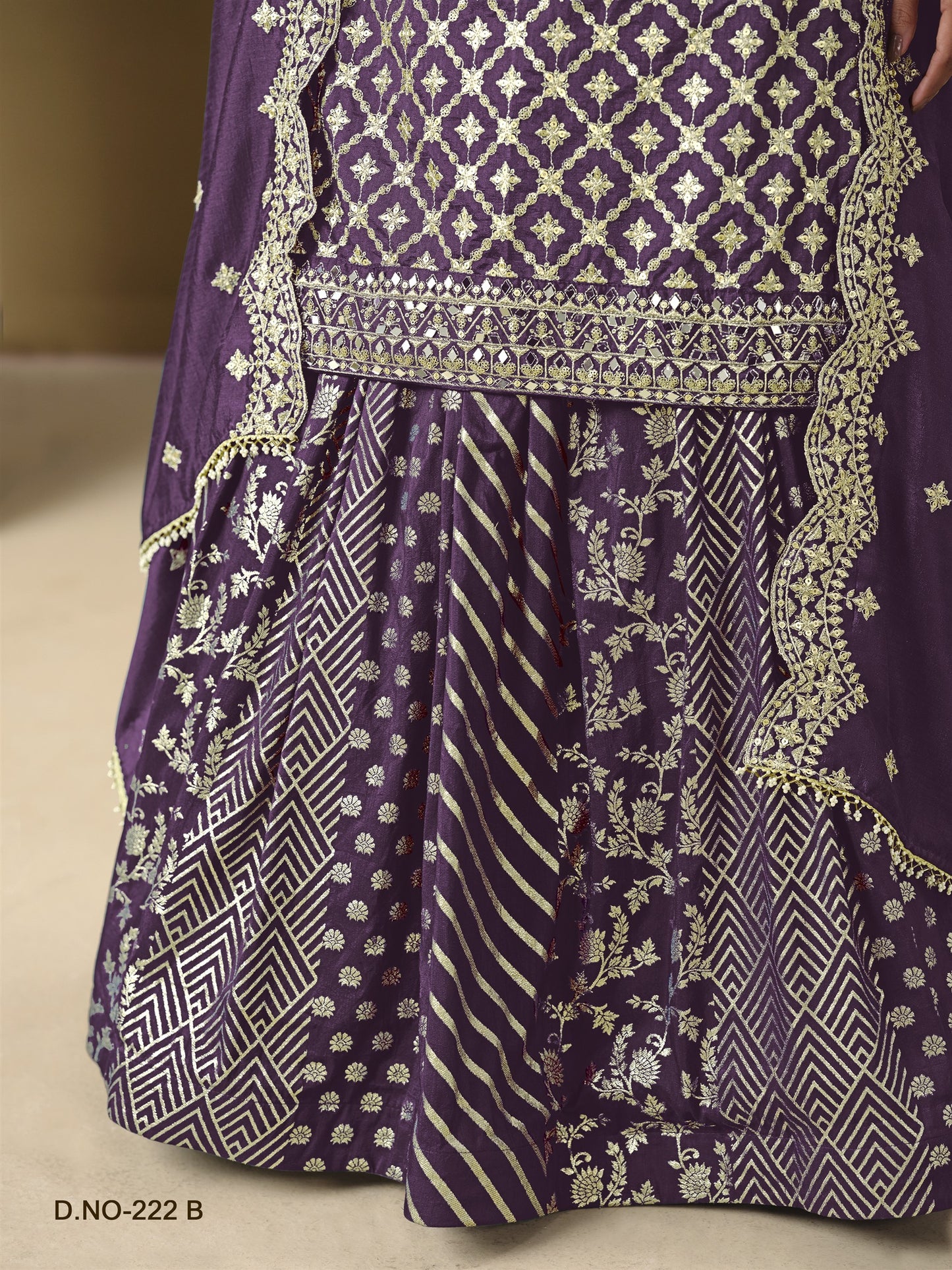 Purple Color Beautiful Partywear Top + lehenga Dress