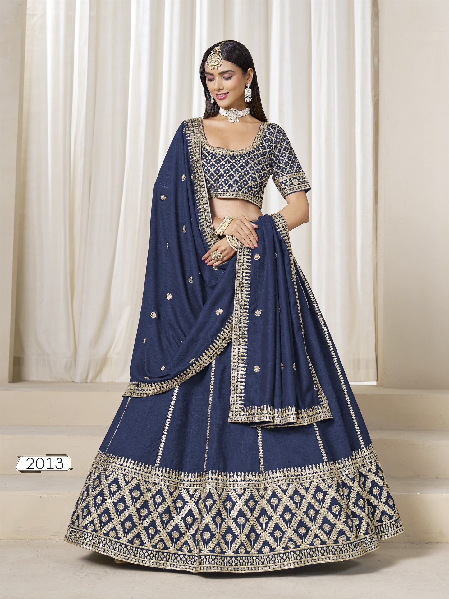 Blue Color Beautiful Partywear Lehenga Choli in Art Silk Fabric