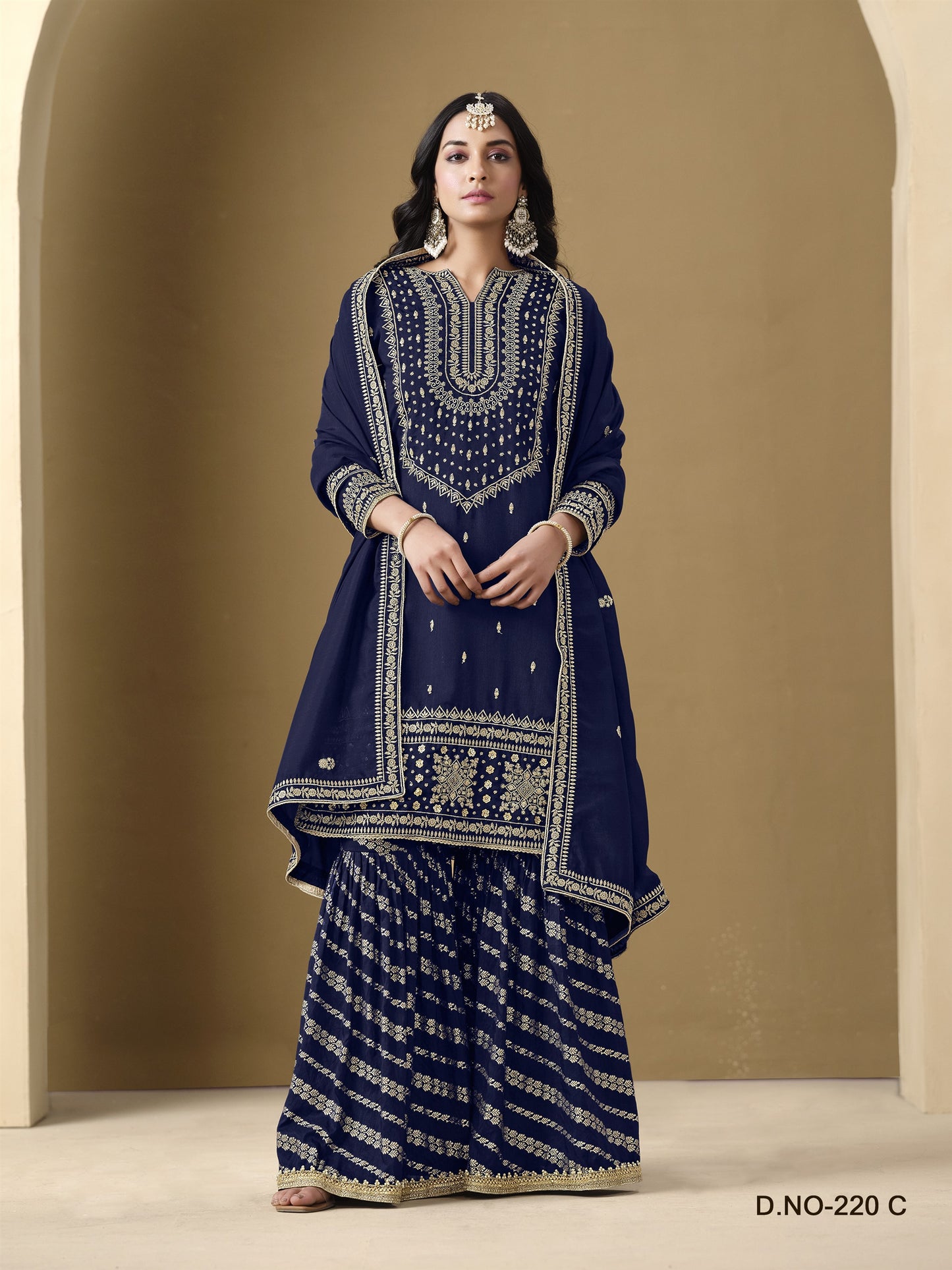 BLue Color Heavy Sharara Wedding Wear Suit For Family Function