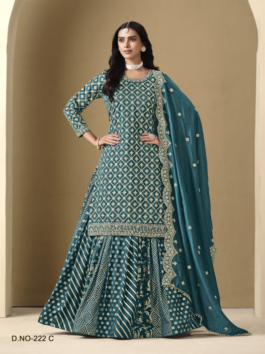 Morptich Color Beautiful Partywear Top + lehenga Dress