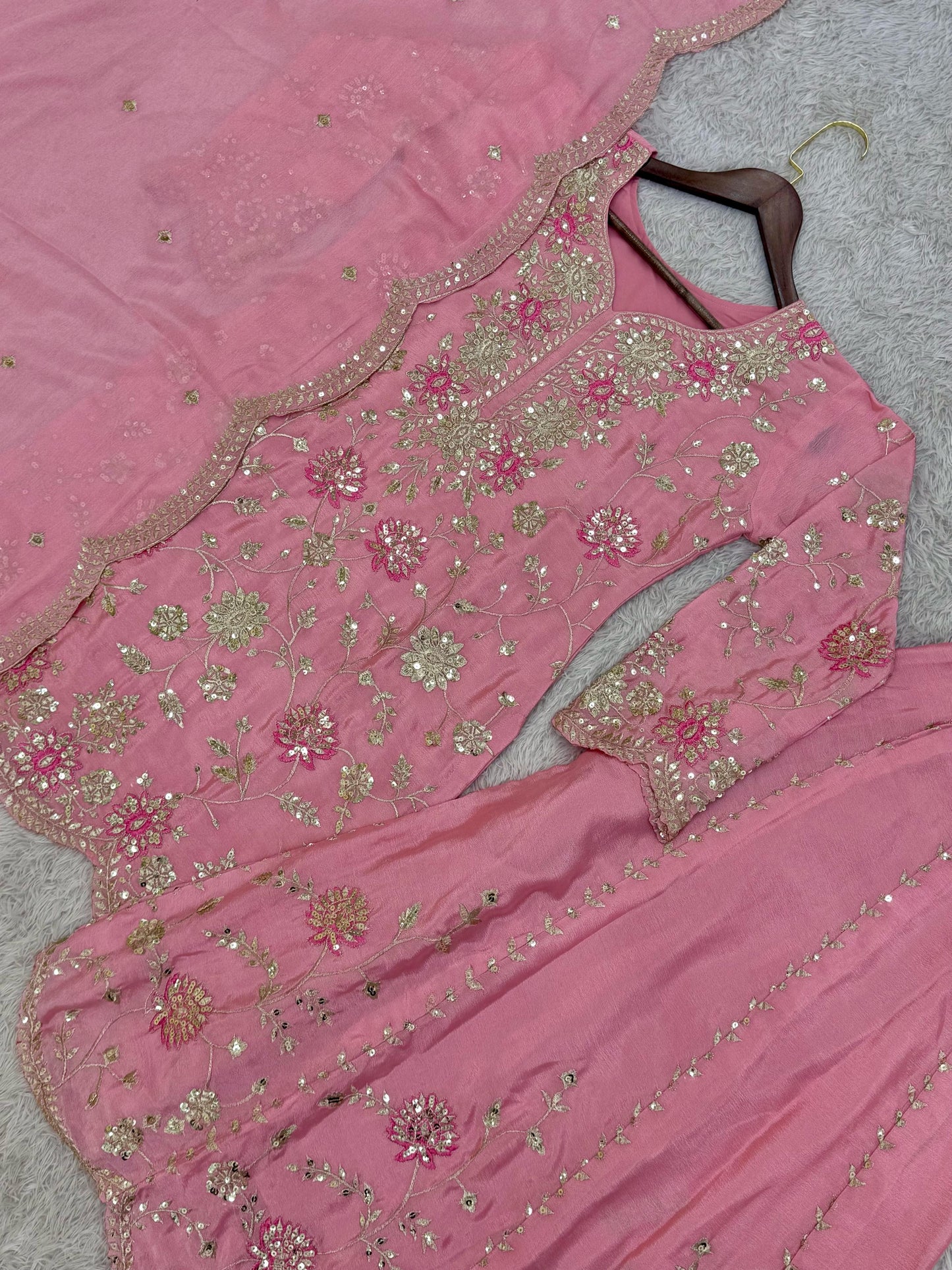 Pink Color Beautiful Plazo Suit For your festival and wedding wear