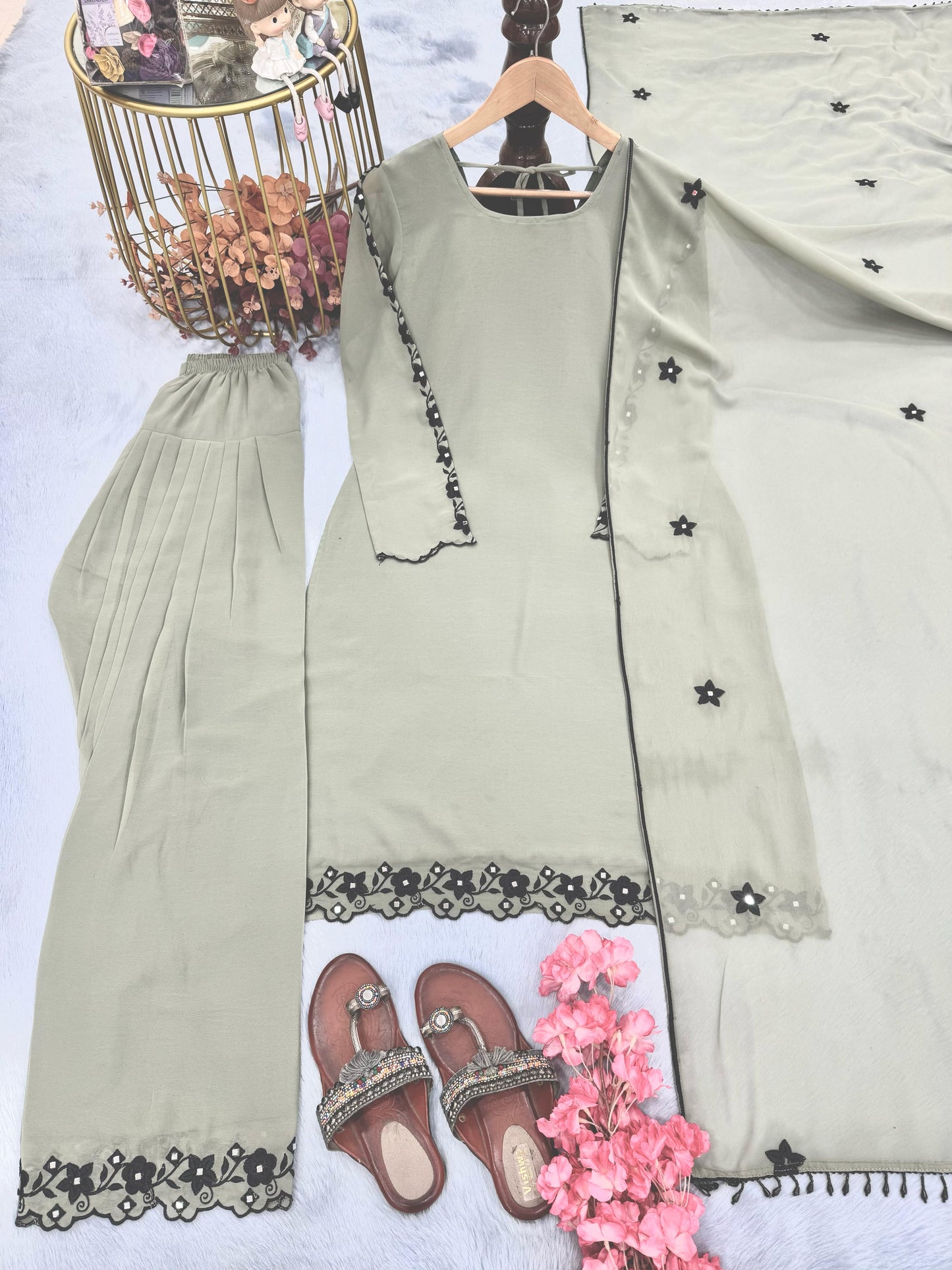Grey Color Beautiful Summer Wear Dress in Georgette Fabric