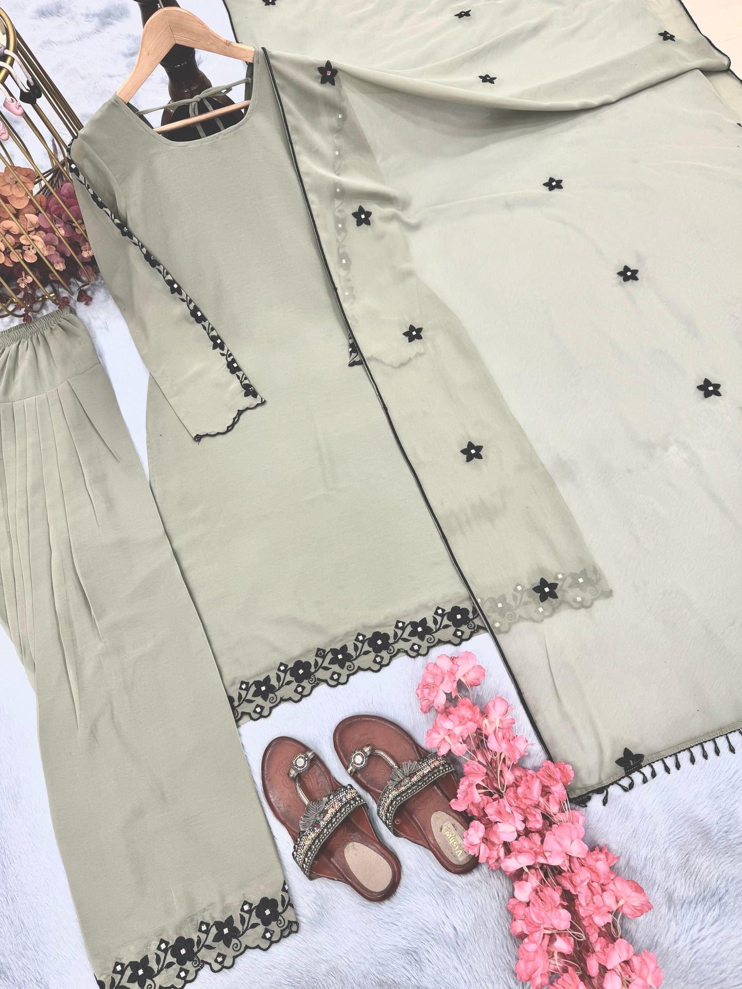Grey Color Beautiful Summer Wear Dress in Georgette Fabric