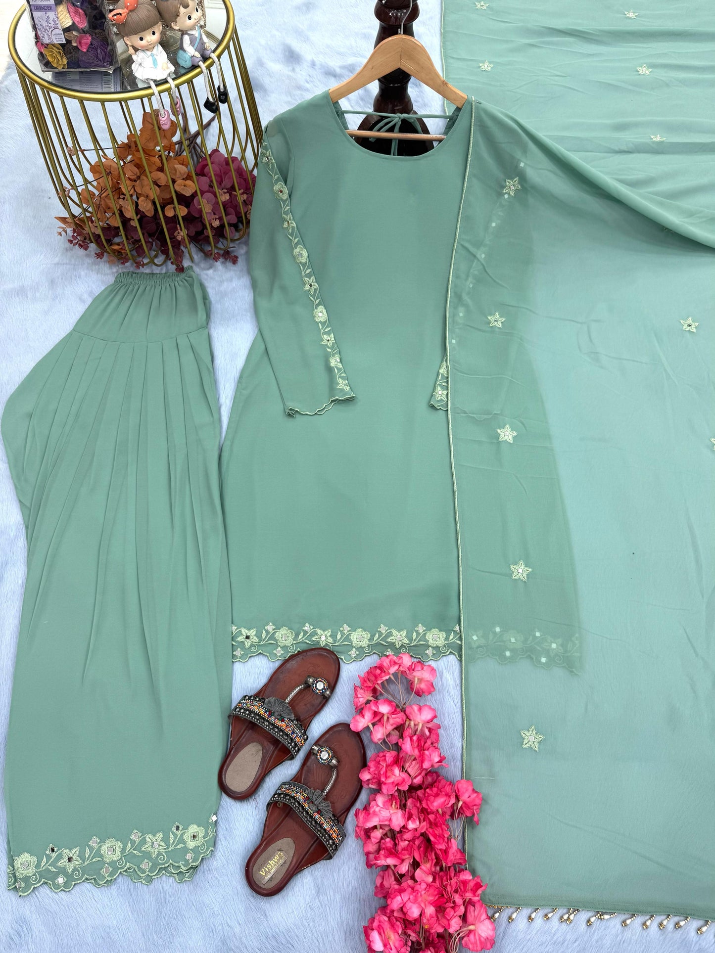 Blue Color Beautiful Summer Wear Dress in Georgette Fabric