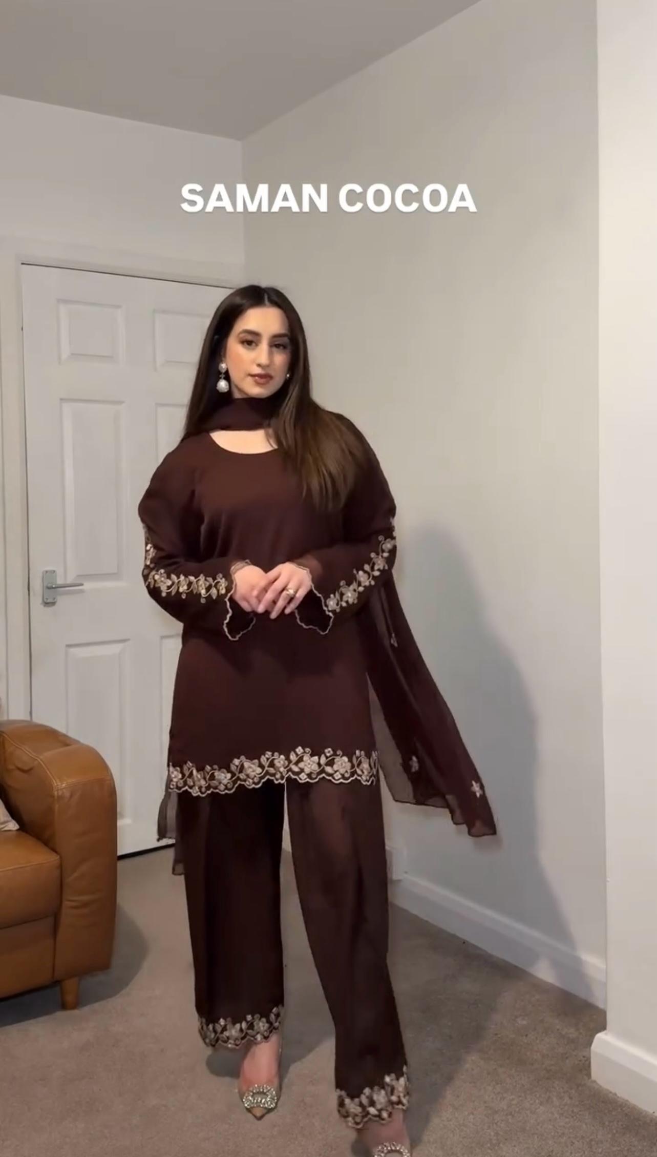 Brown Color Beautiful Summer Wear Dress in Georgette Fabric