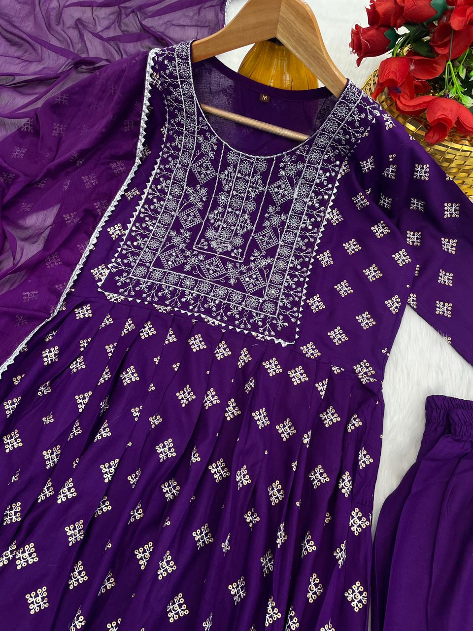 Rayon Fabric Suit For Office And Summer Wear Use in Purple