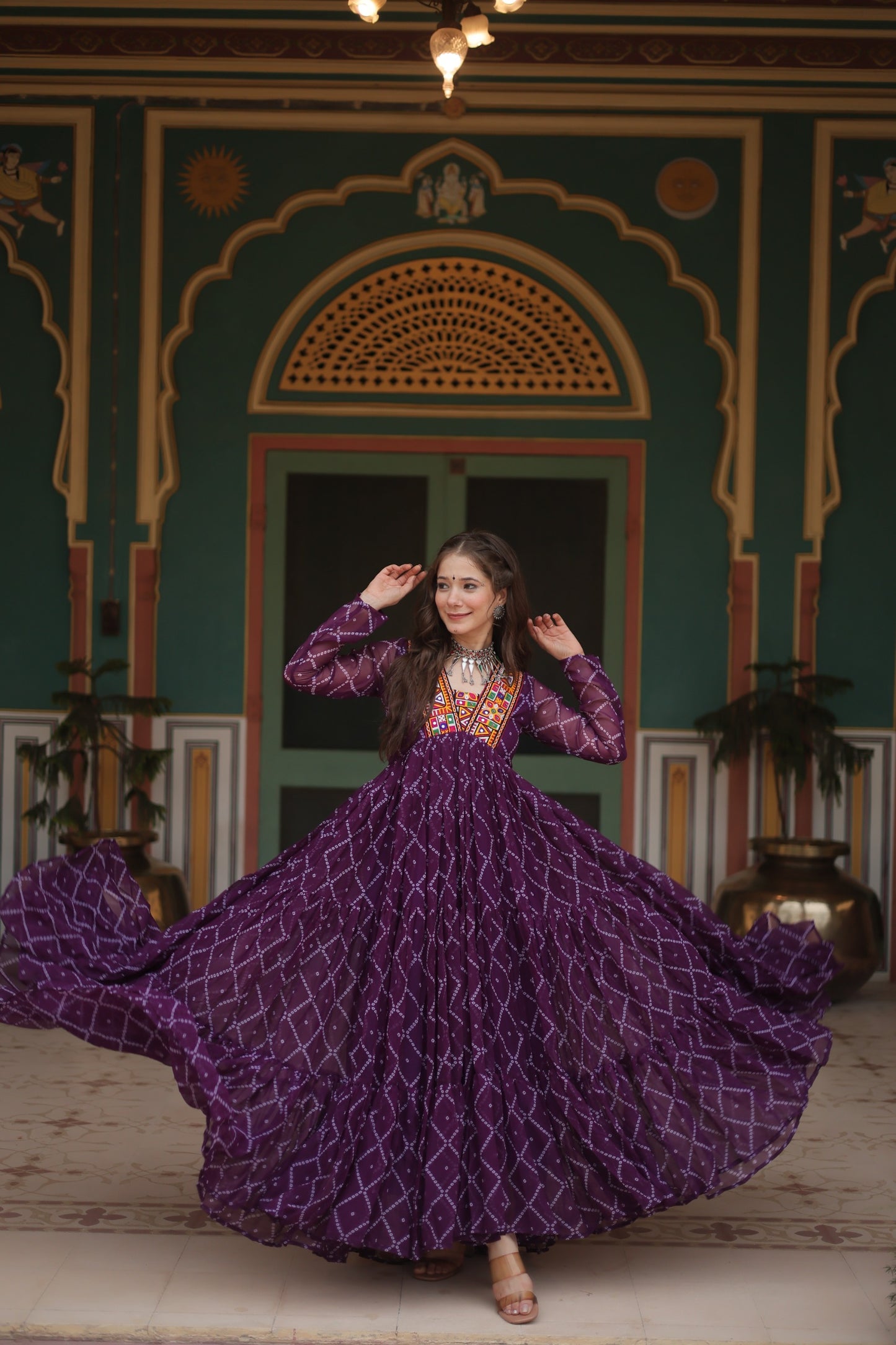 Purple Color Navratri Collection Gown in Georgette Fabric