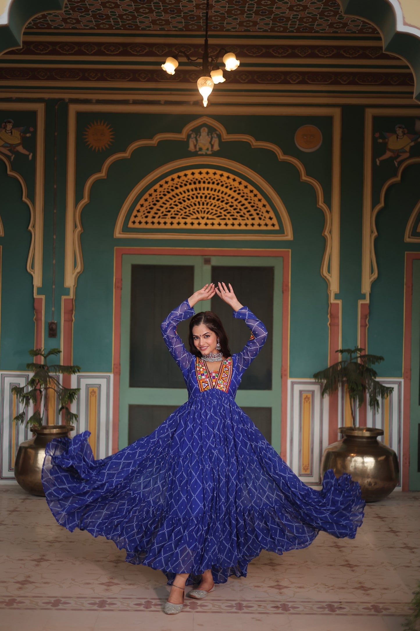 Blue Color Navratri Collection Gown in Georgette Fabric
