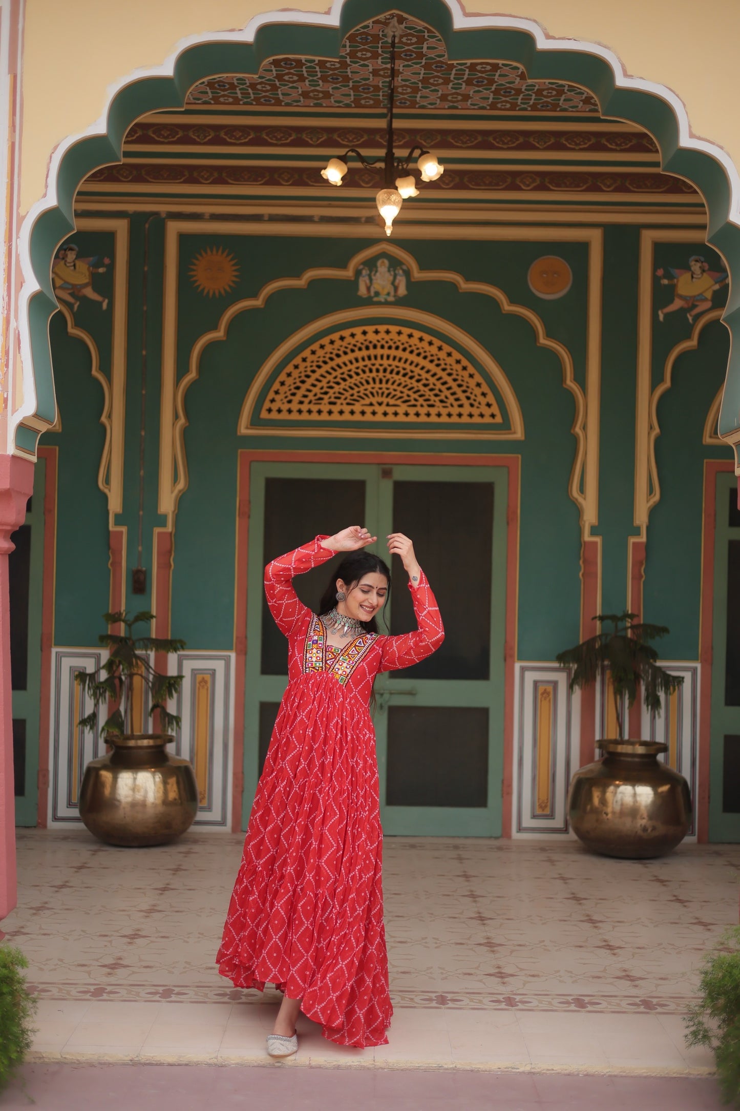Red Color Navratri Collection Gown in Georgette Fabric