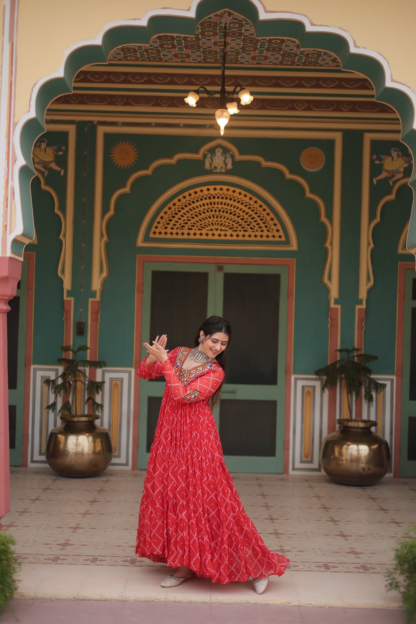 Red Color Navratri Collection Gown in Georgette Fabric