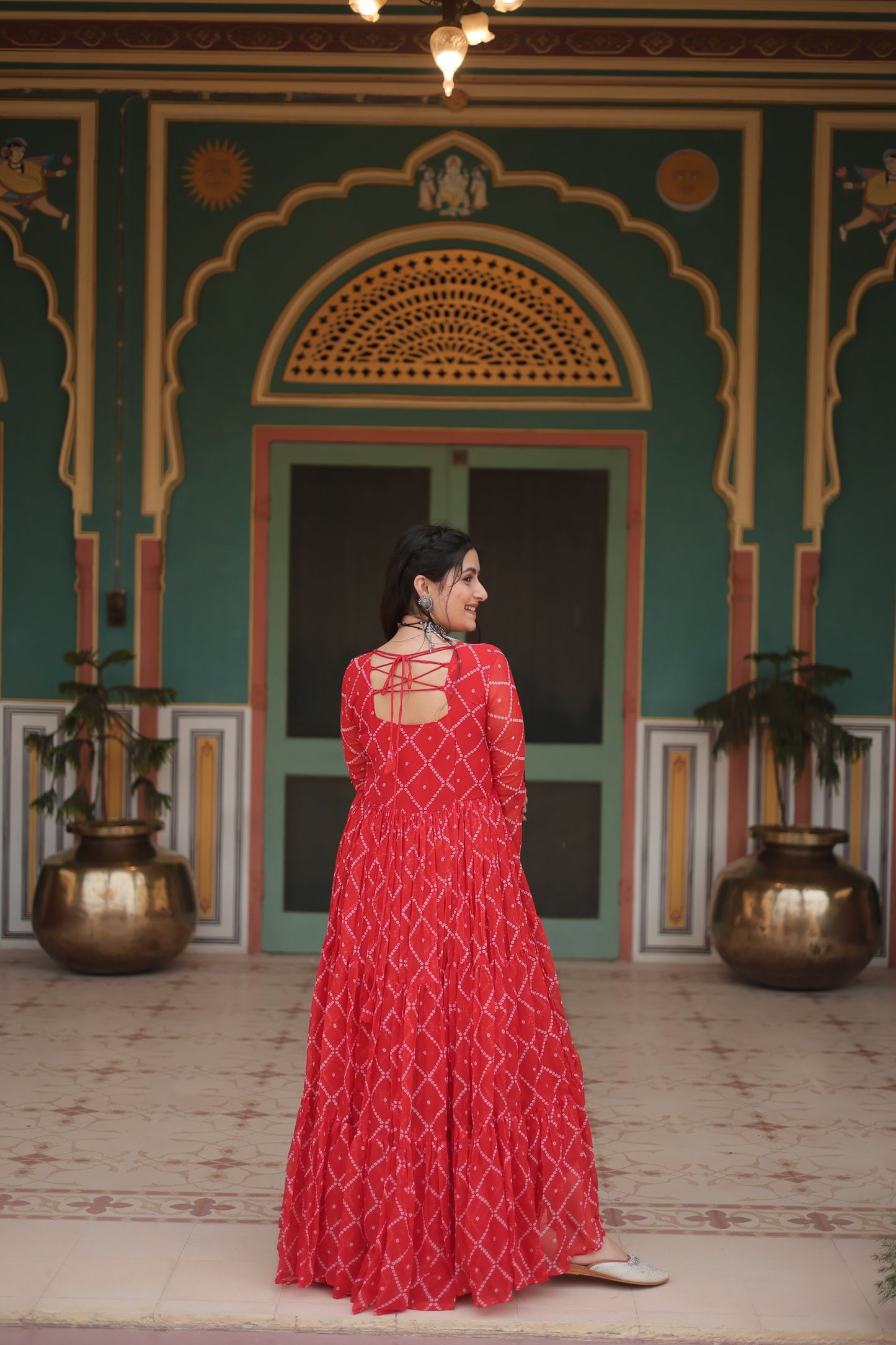 Red Color Navratri Collection Gown in Georgette Fabric