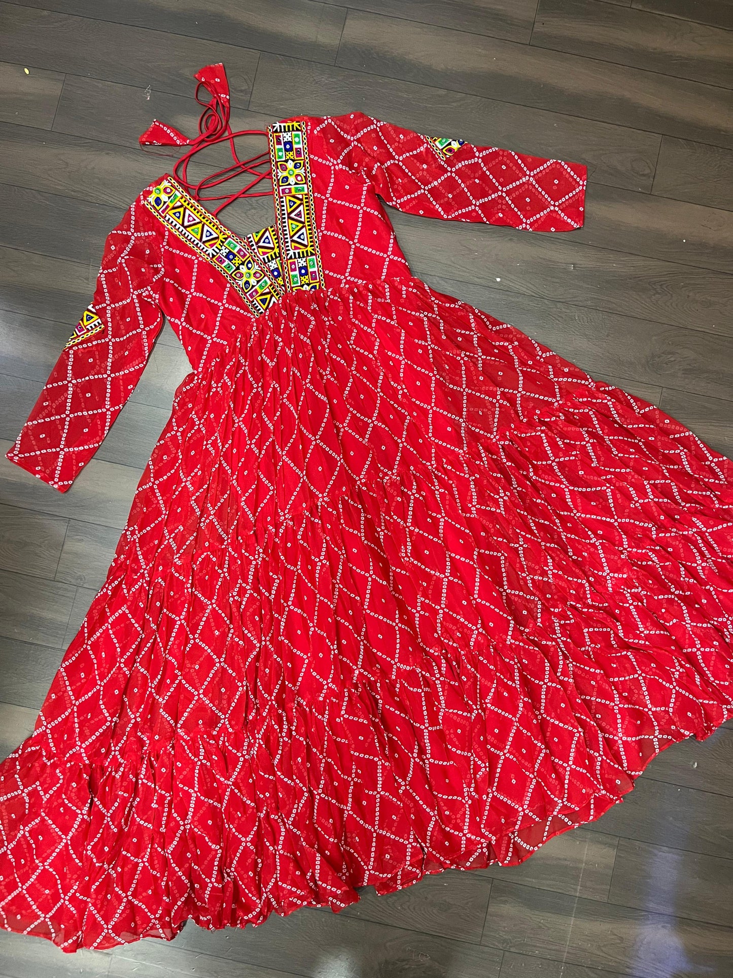Red Color Navratri Collection Gown in Georgette Fabric