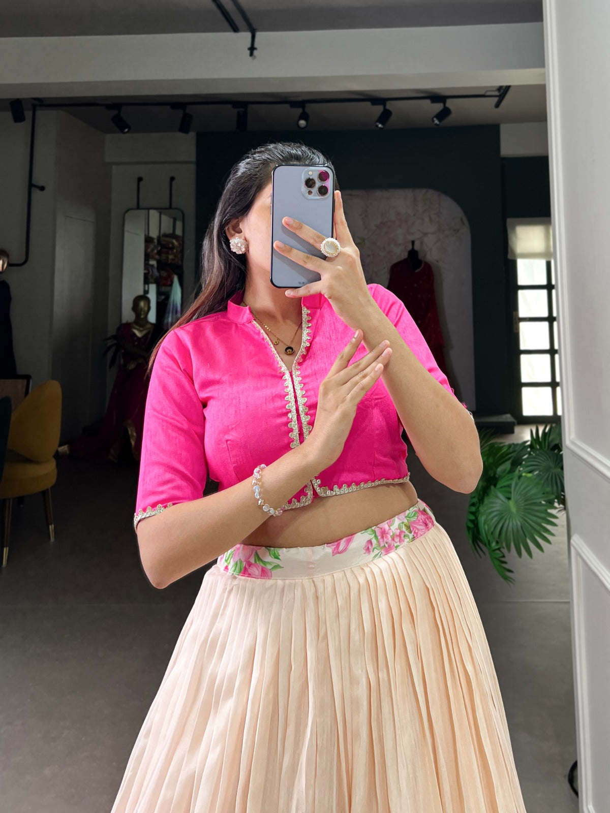 Beautiful Pink Color Lehenga Choli in Cotton Silk Fabric