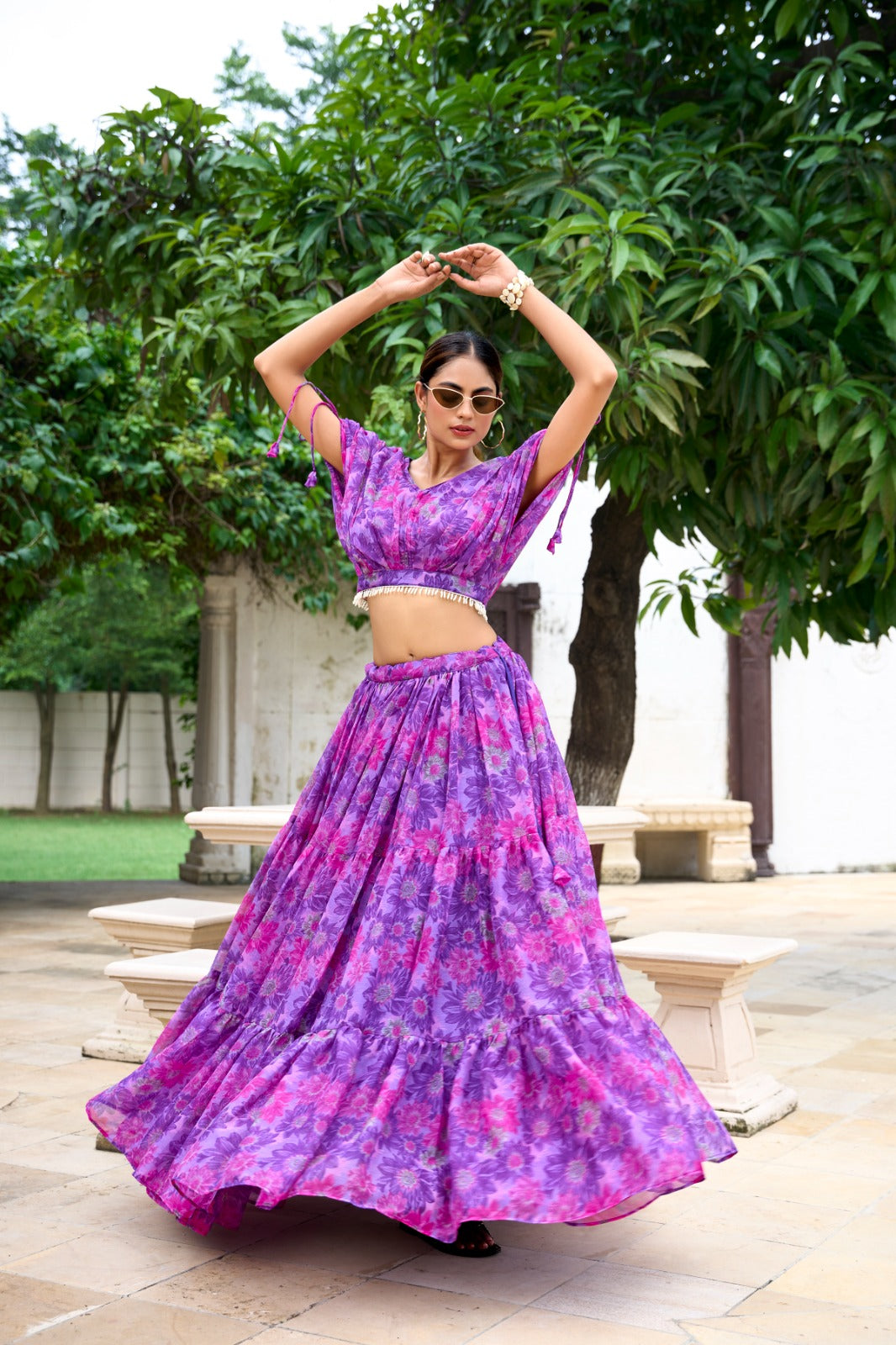 Purple Color Beautiful Lehenga Choli Co-ord Set with 8+ meter flair