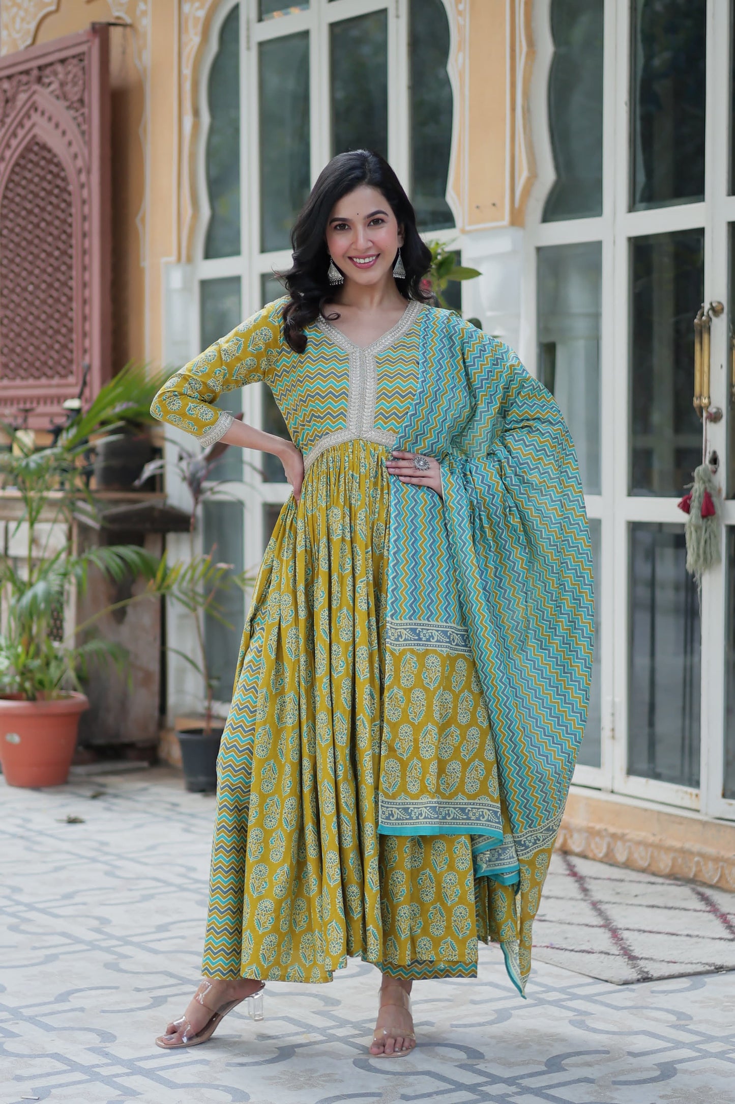 Summer Wear Cotton Dress Kurti With Pant & Dupatta Set