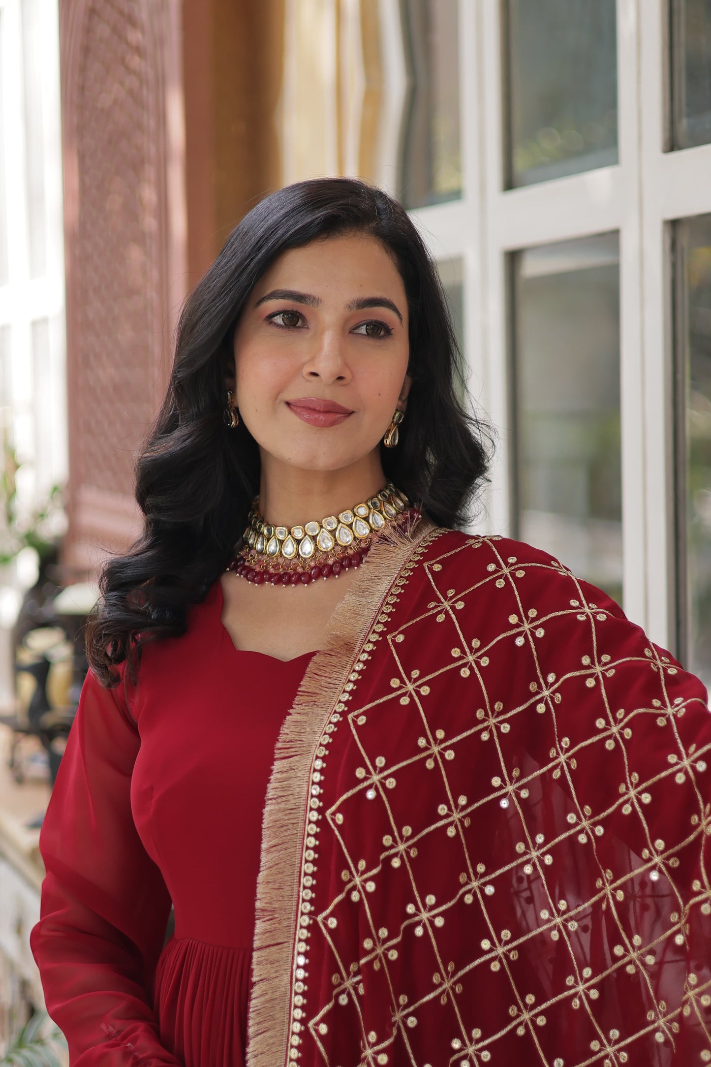 Premium Designer Readymade Gown Collections in Maroon Color