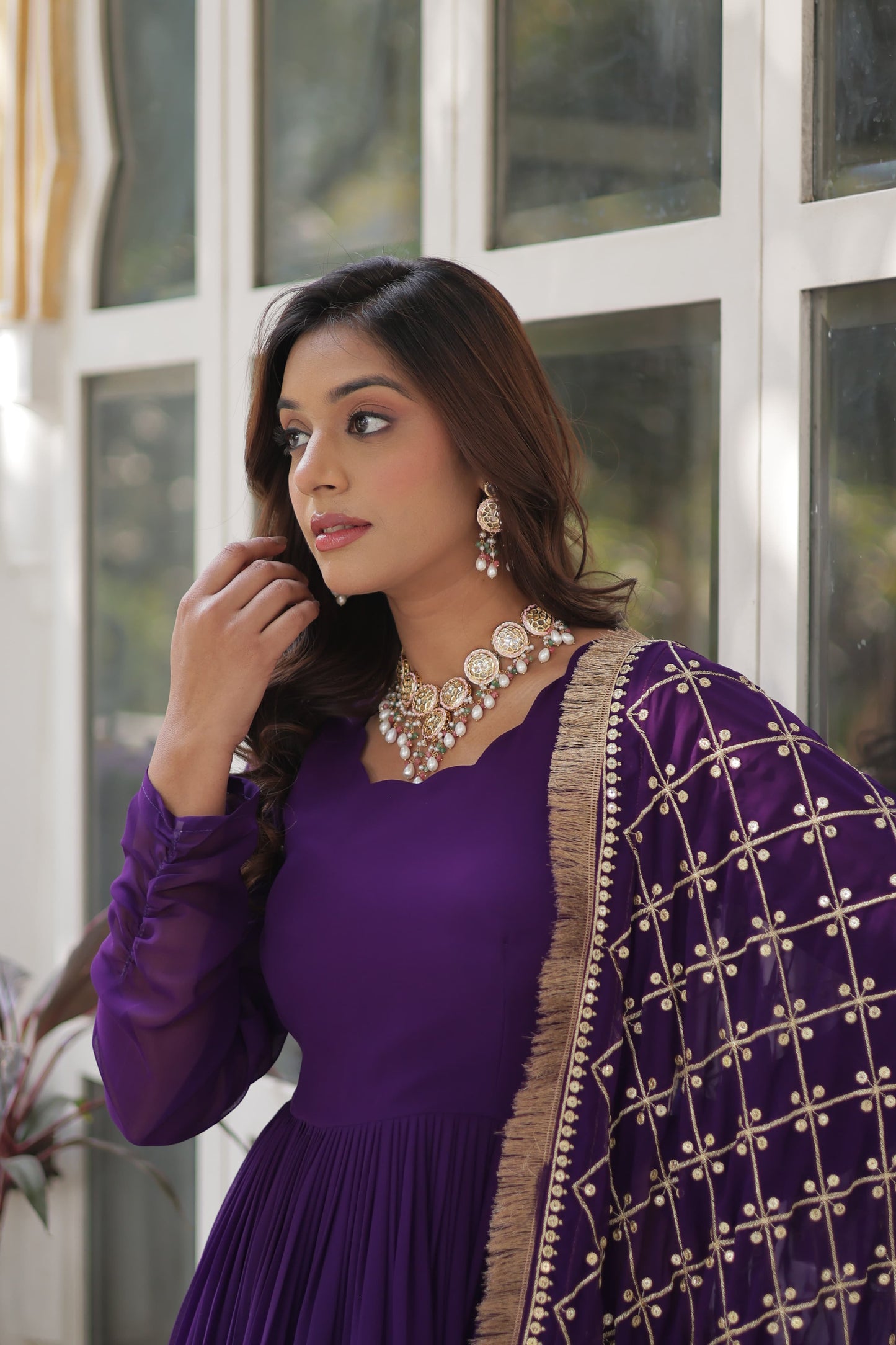 Premium Designer Readymade Gown Collections in Purple Color