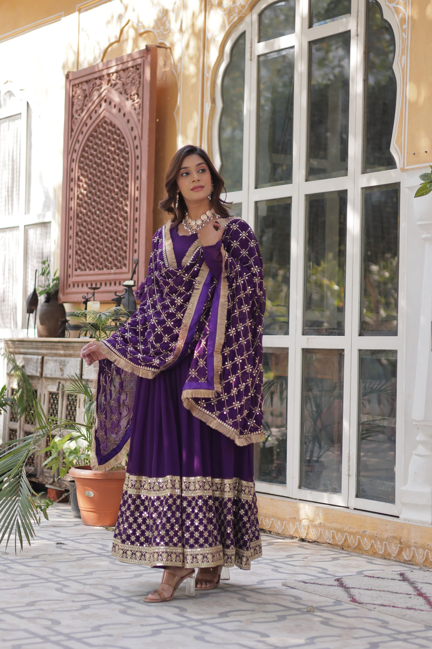 Premium Designer Readymade Gown Collections in Purple Color