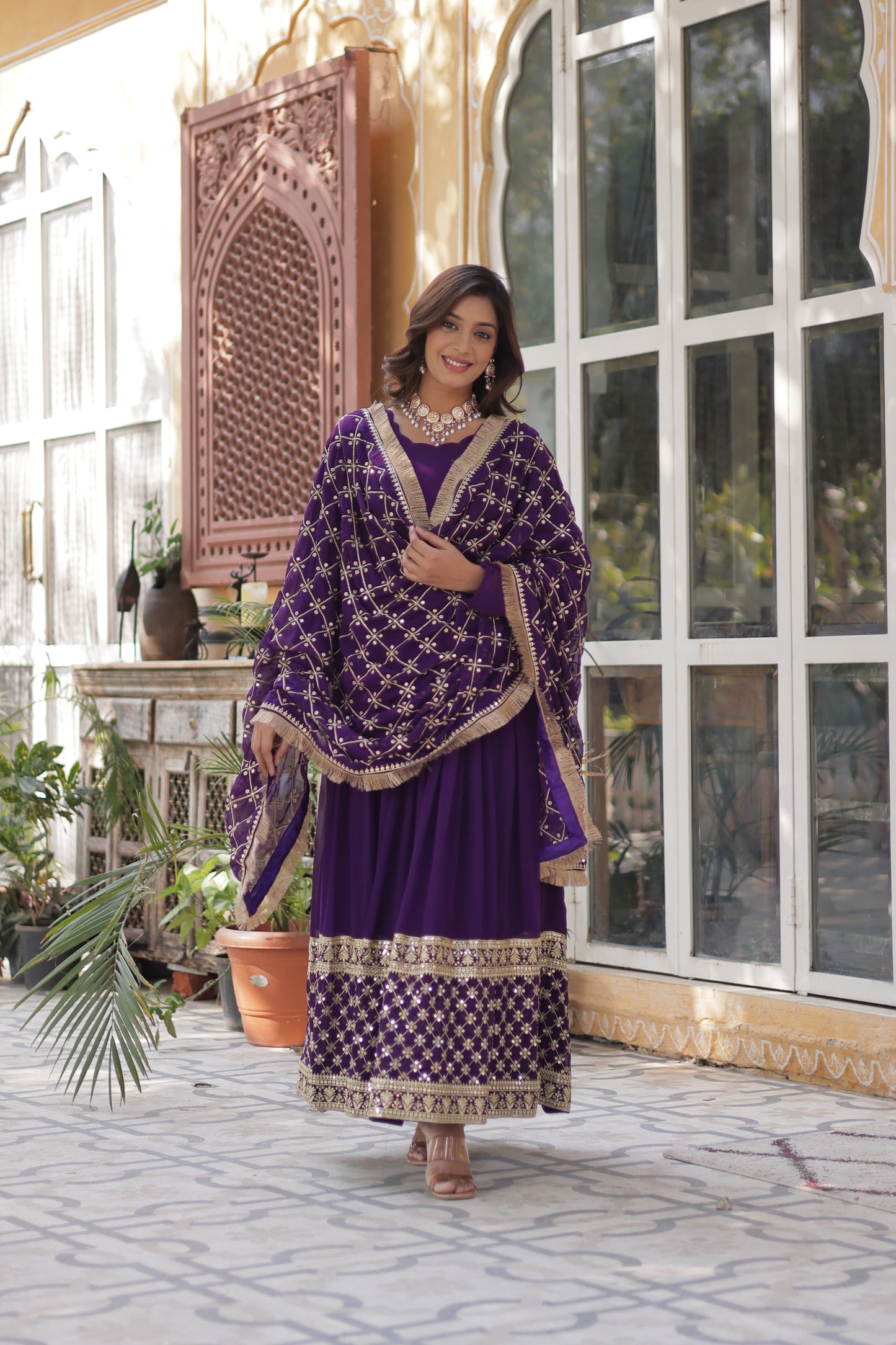 Premium Designer Readymade Gown Collections in Purple Color