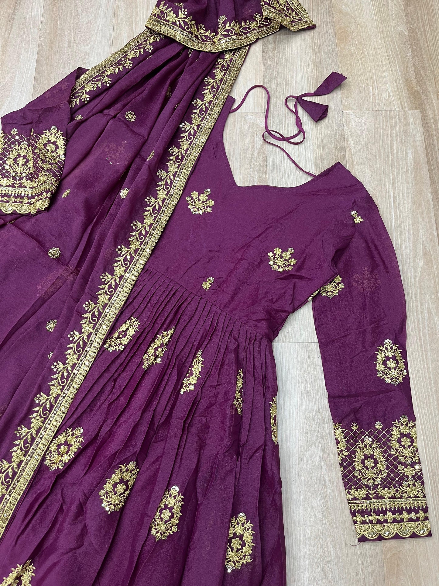 Designer Readymade Gown in Georgette Fabric in Purple Color