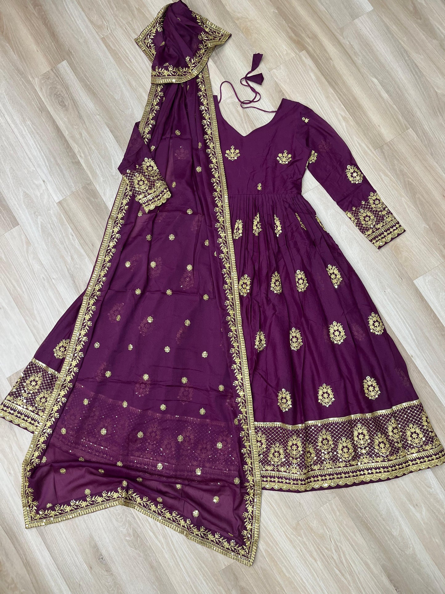 Designer Readymade Gown in Georgette Fabric in Purple Color