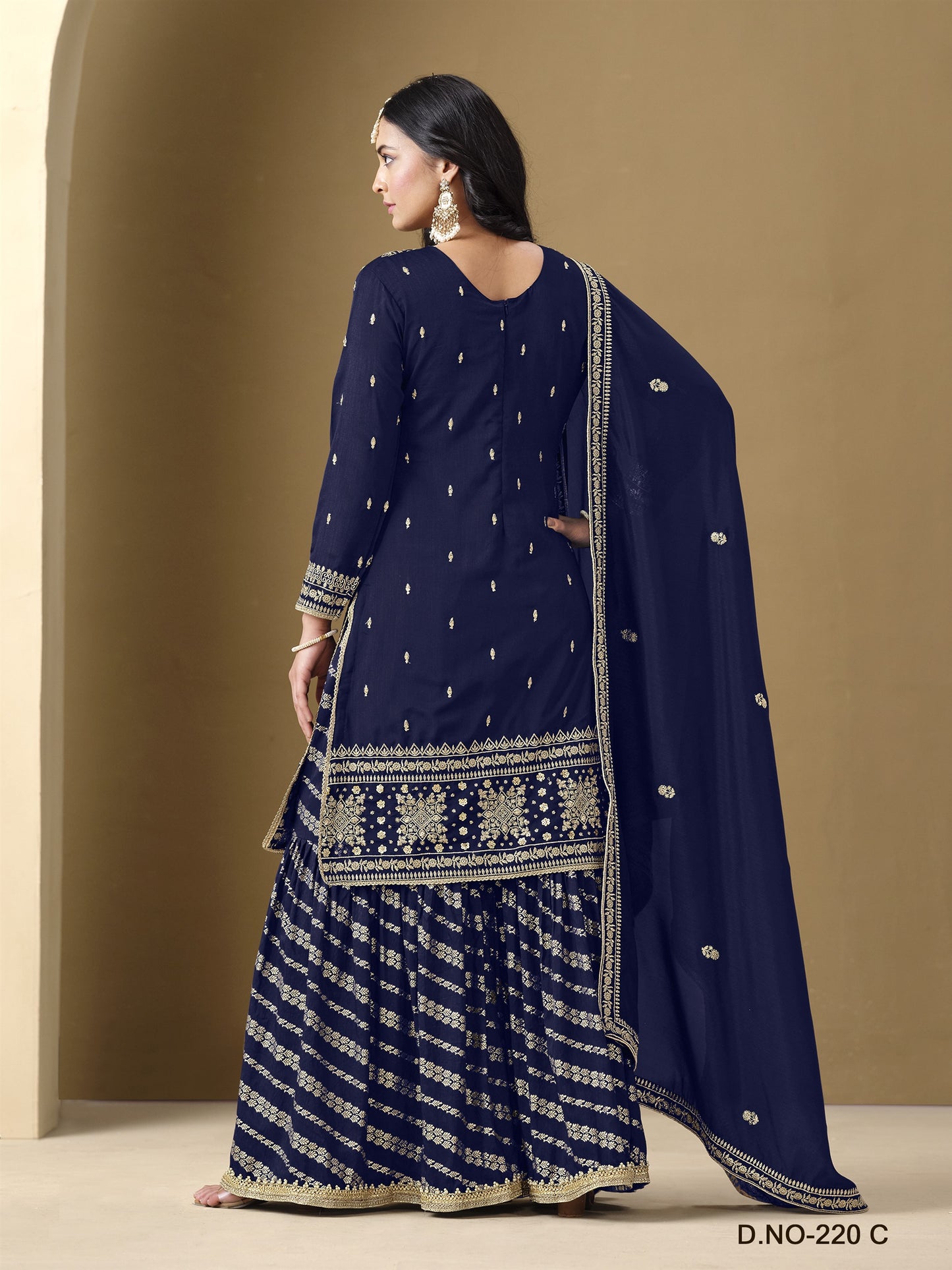 BLue Color Heavy Sharara Wedding Wear Suit For Family Function