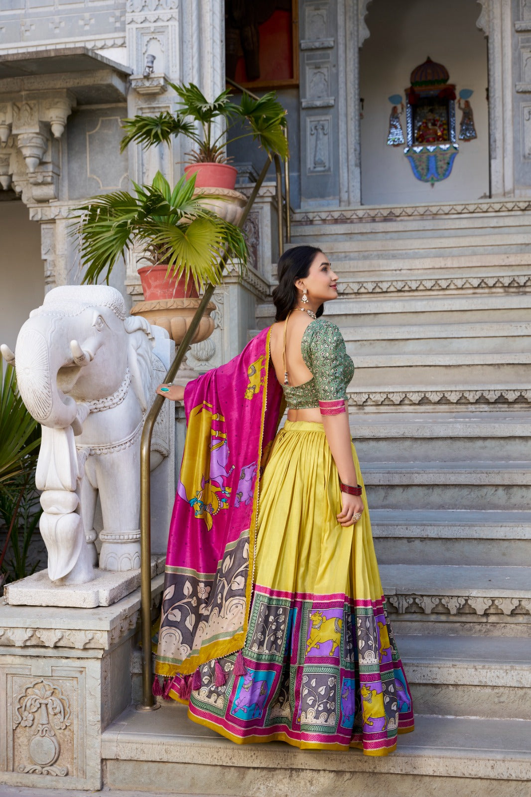 Lehenga Choli Draped In Tradition, Shining In Silkin yellow color