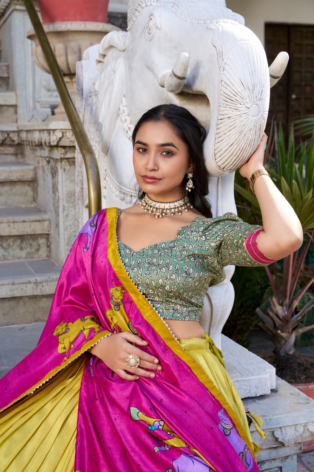 Lehenga Choli Draped In Tradition, Shining In Silkin yellow color