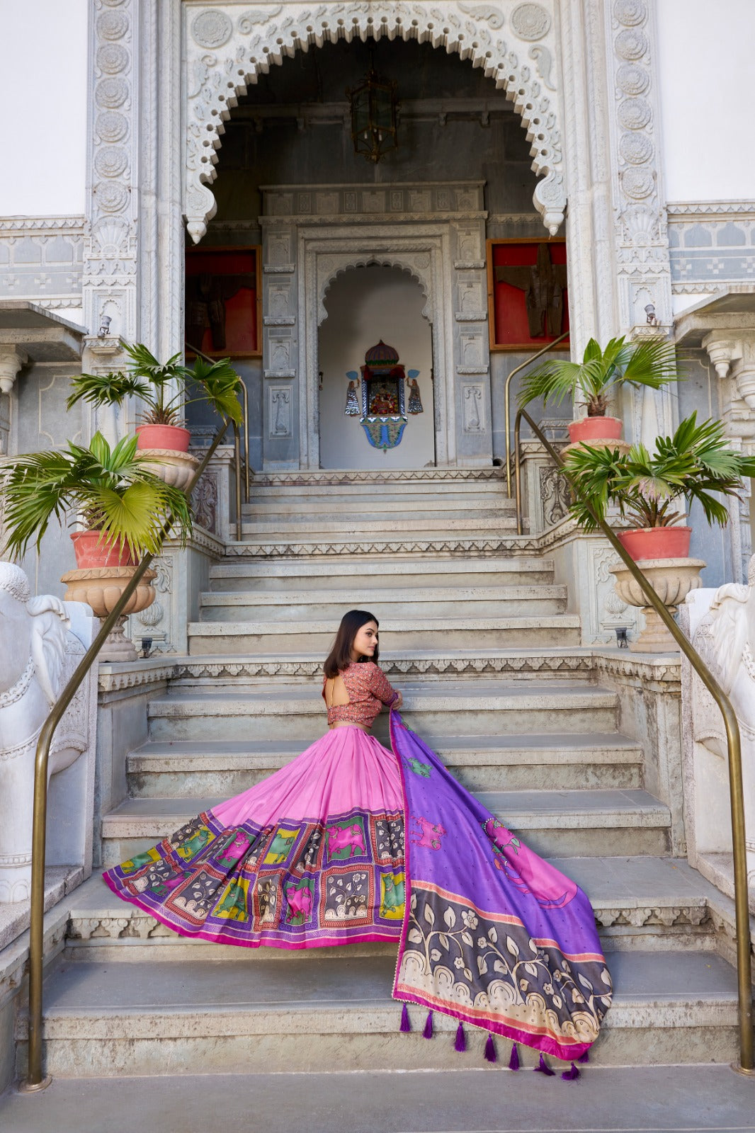 Lehenga Choli Draped In Tradition, Shining In Silk in pink color