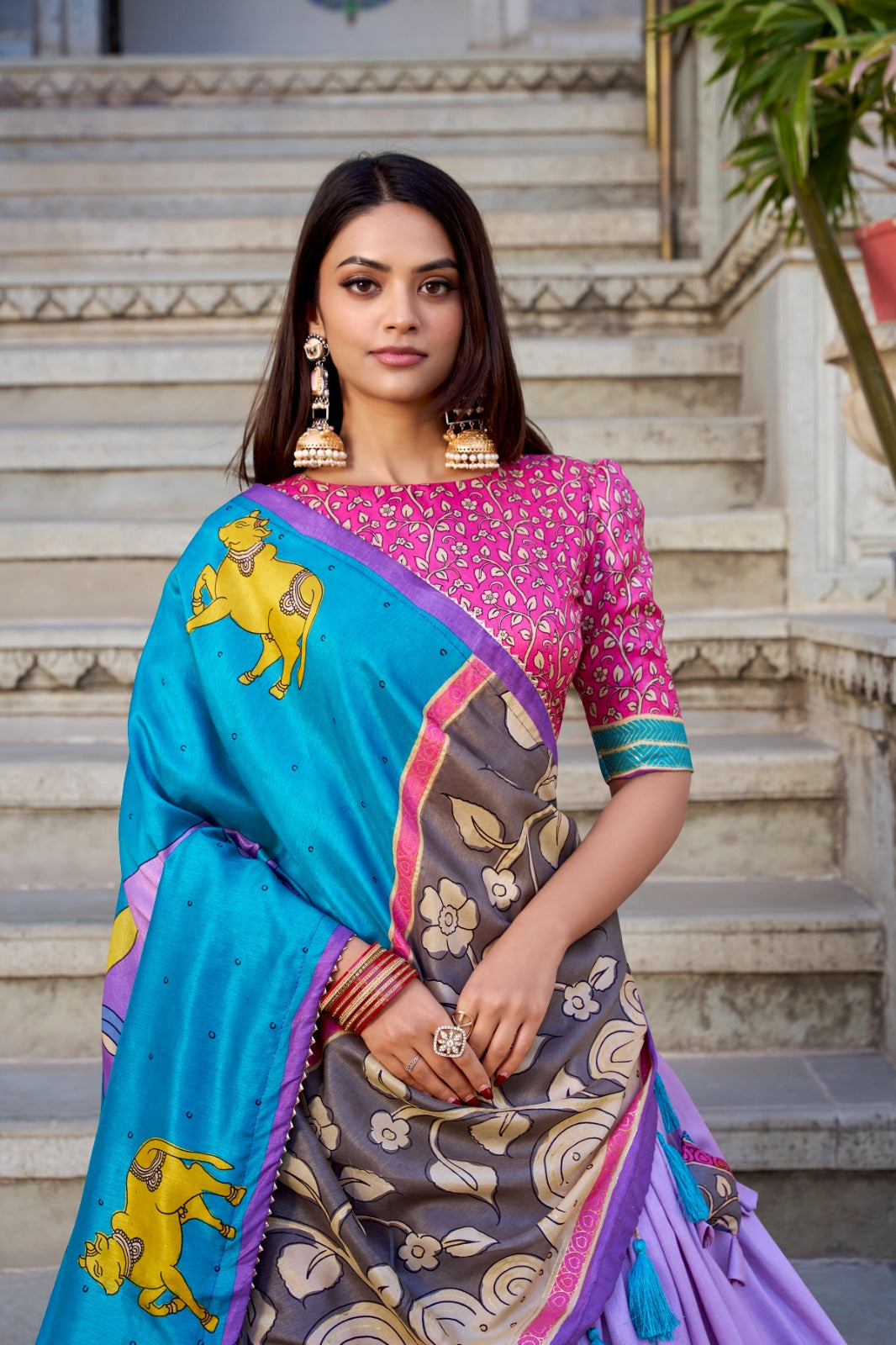 Lehenga Choli Draped In Tradition, Shining In Silk in purple color