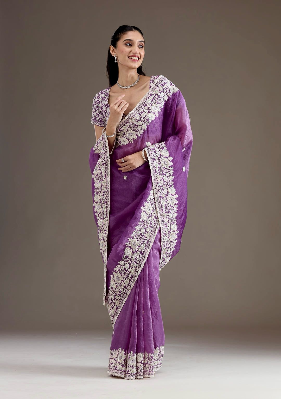 Crush Fabric Premium Worked Saree