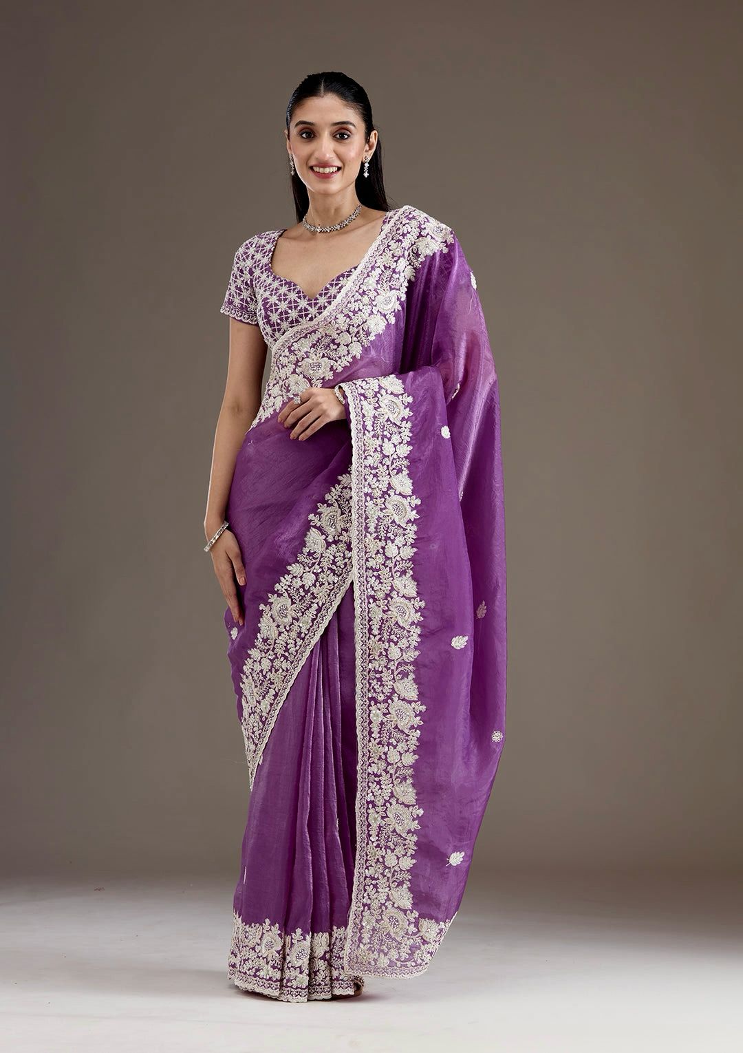 Crush Fabric Premium Worked Saree