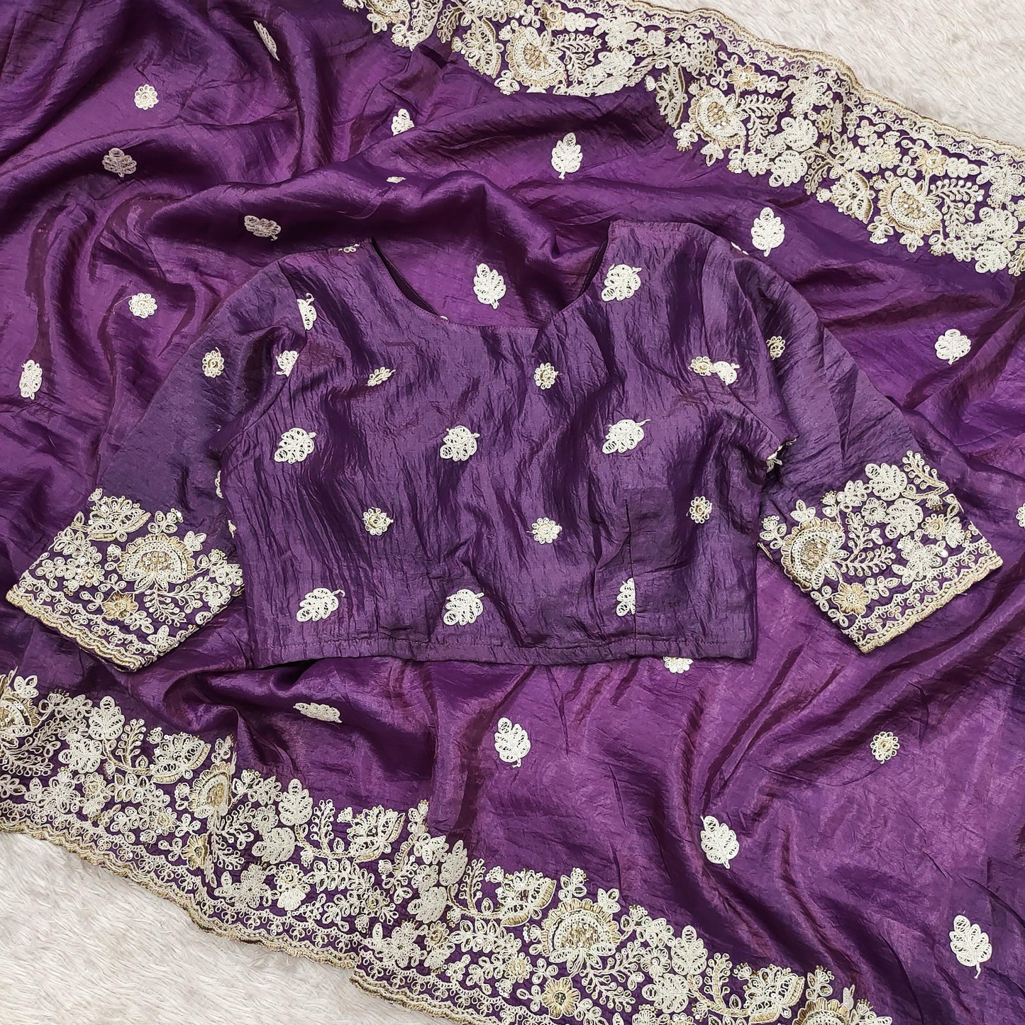 Crush Fabric Premium Worked Saree