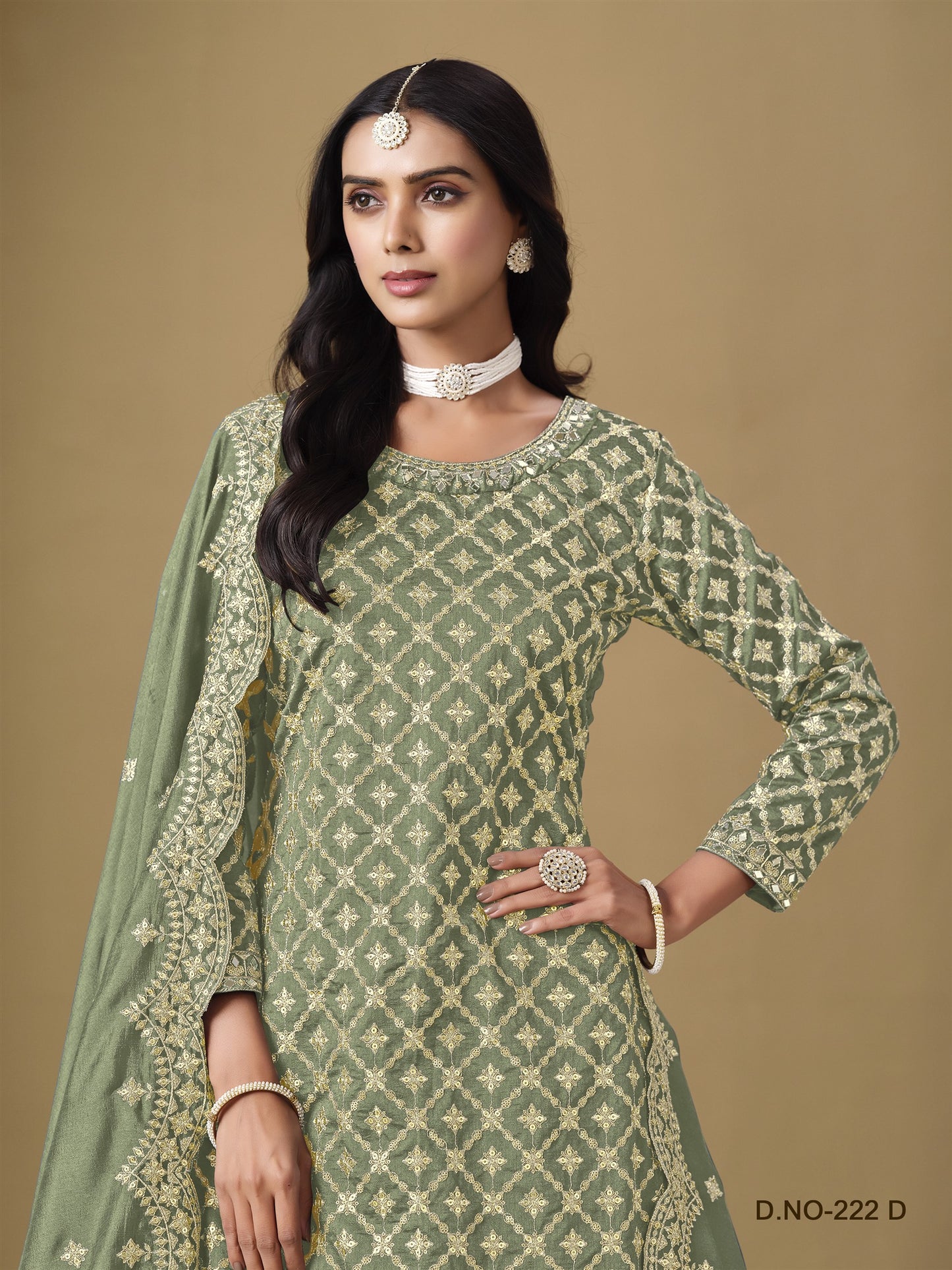 Green Color Beautiful Partywear Top + lehenga Dress