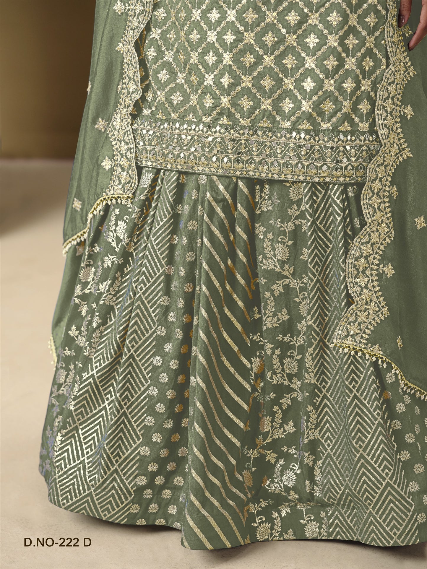 Green Color Beautiful Partywear Top + lehenga Dress