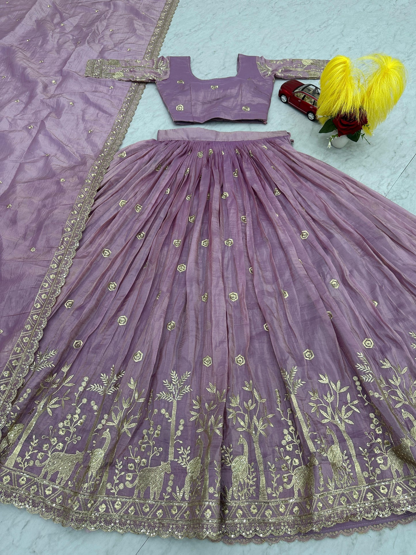 Festival Lehenga Choli in purple color in crush fabric