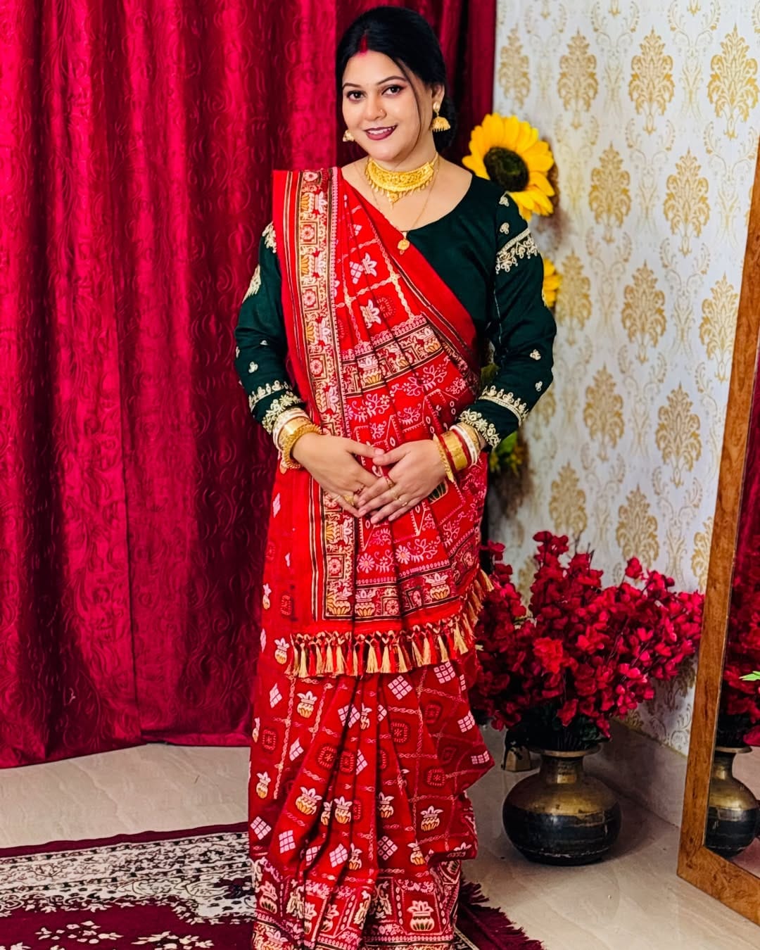Bandhani Print Patola Saree in Vichitra Silk fabric