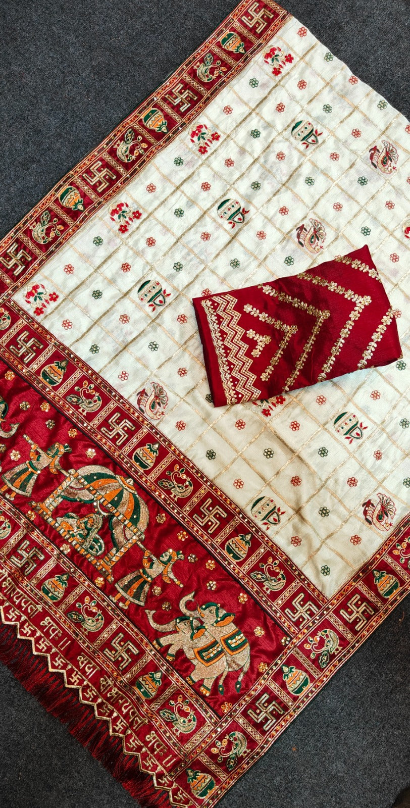 Panetar Patola Wedding & Special Occasion Saree in White Red Color