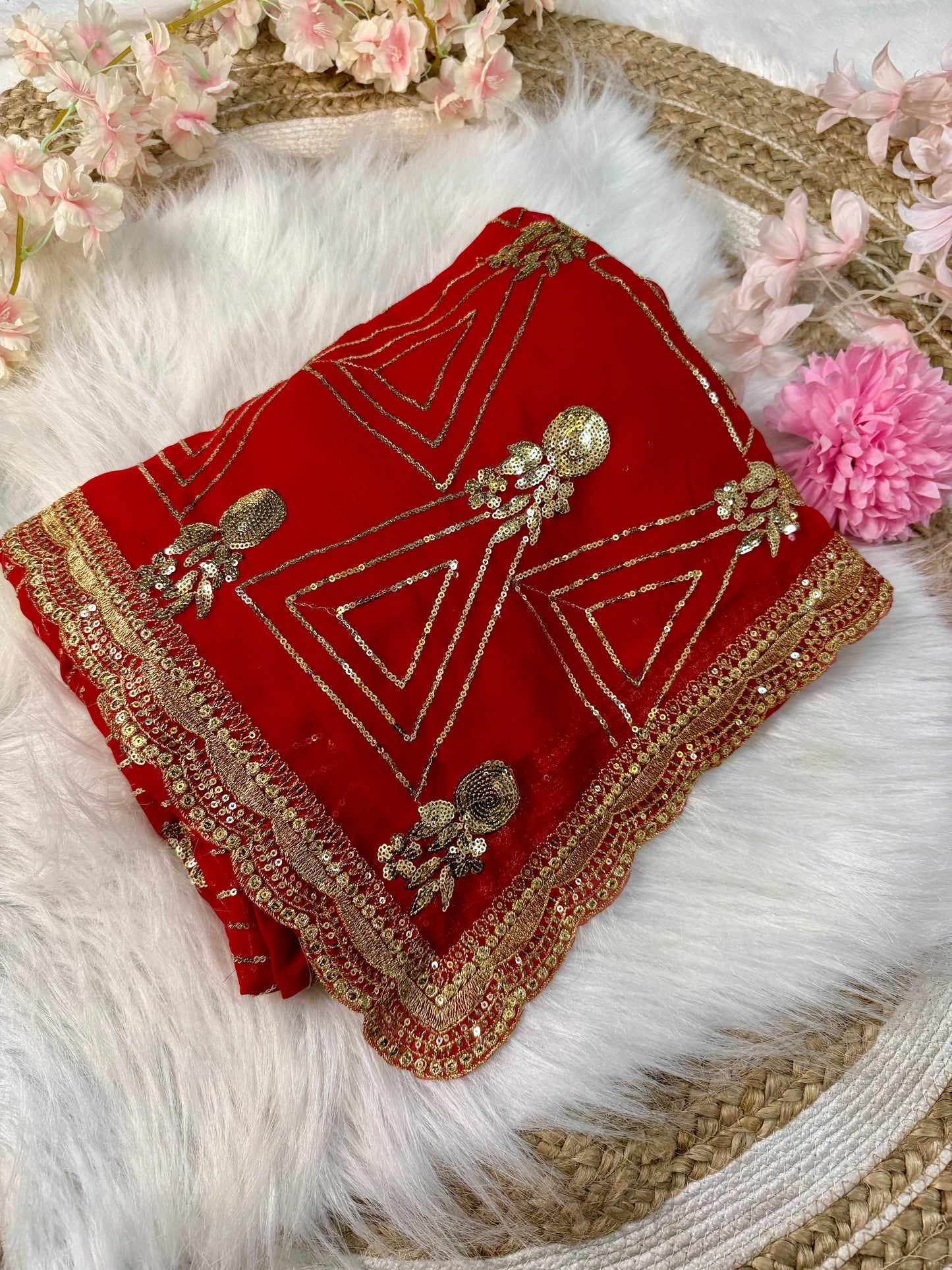 Urvashi Red Color Beautiful Partywear Bollywood Saree