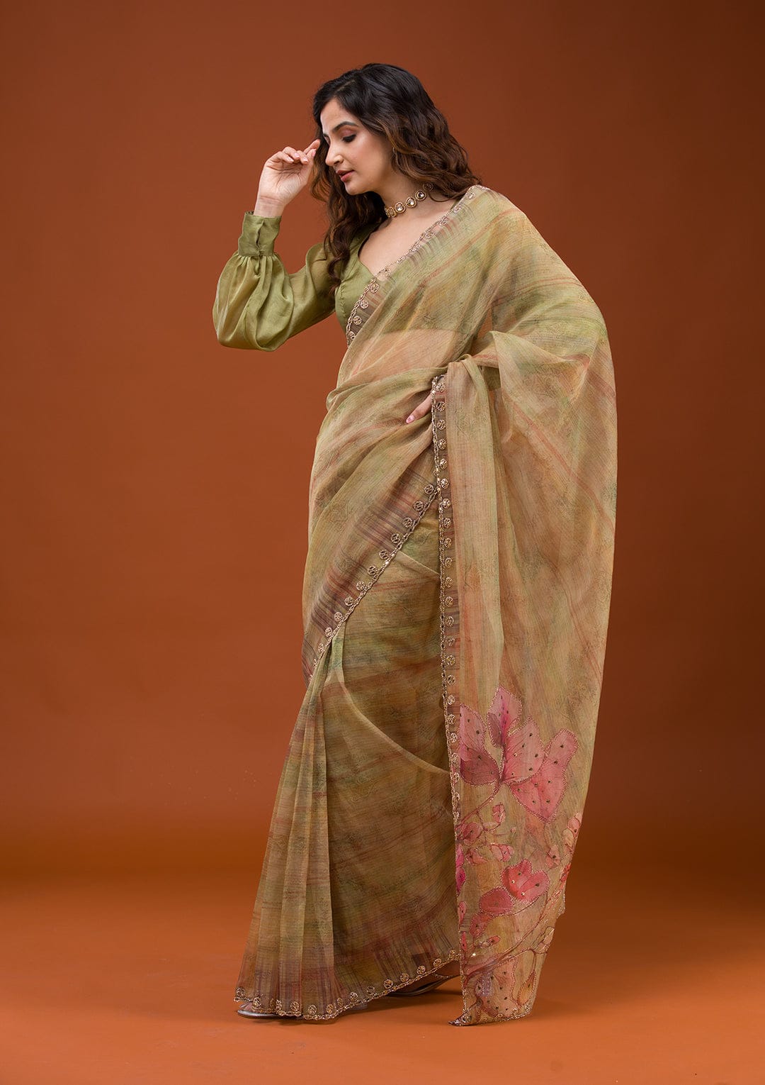 Beautiful Soft Tabby Organza Saree