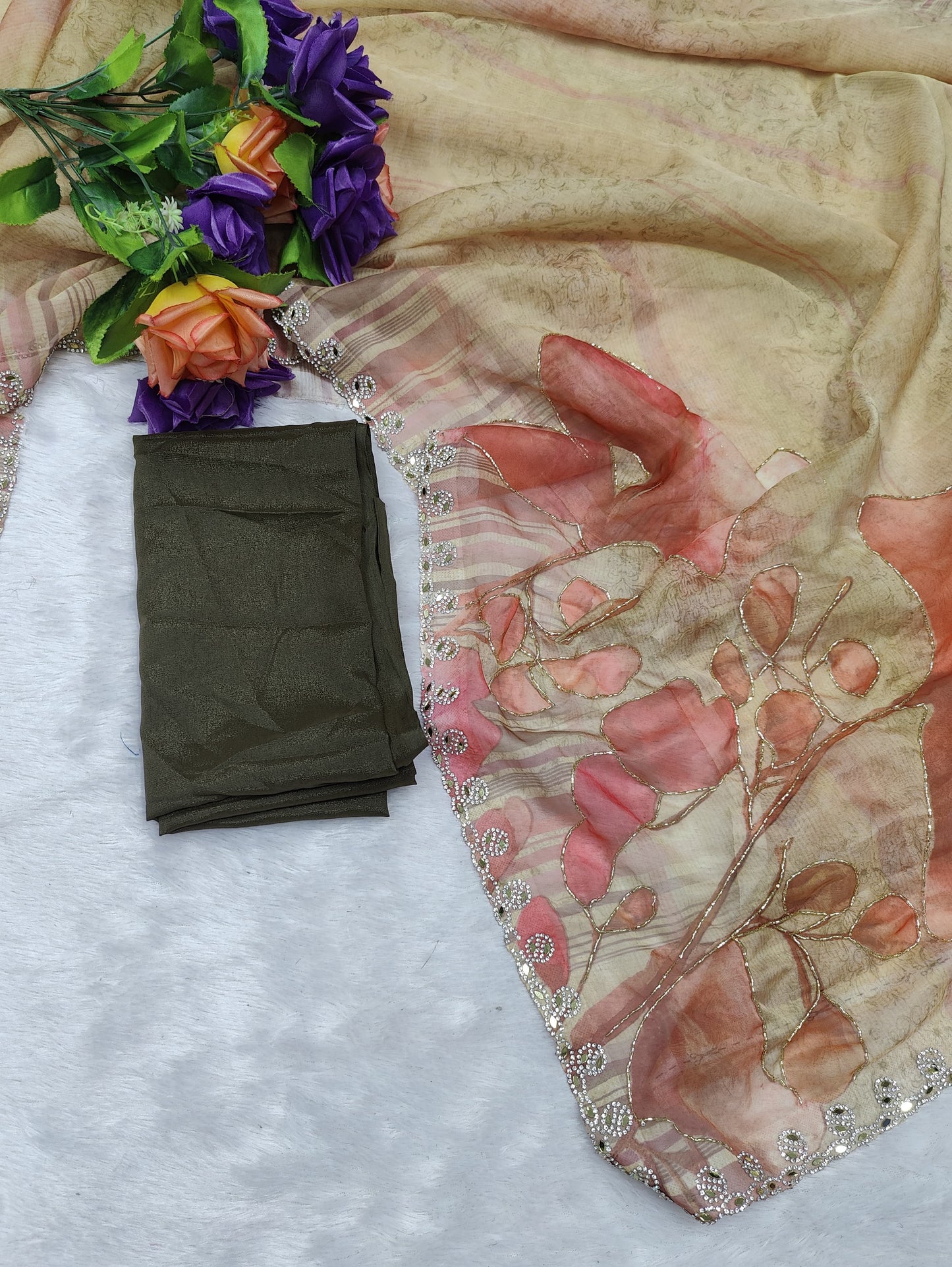 Beautiful Soft Tabby Organza Saree