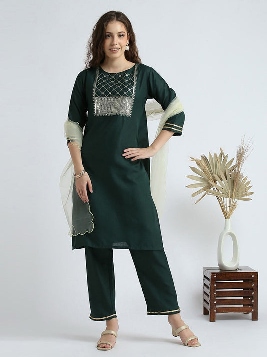 Summer Wear Cotton Wear Dress in Green Color