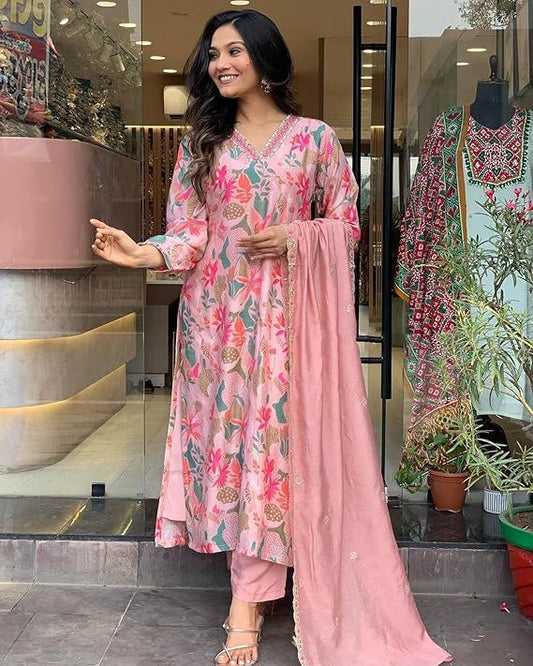 Pink Color Beautiful Summer Wear RAyon Fabric suit