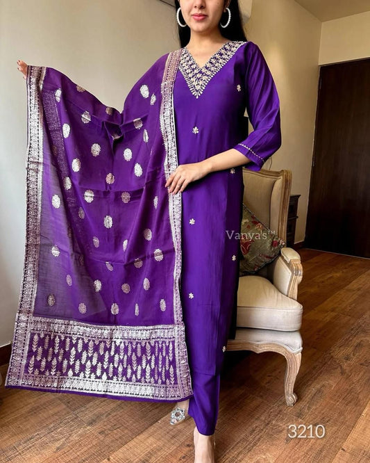 Blue Color Beautiful Summer Wear 3 pics Suit