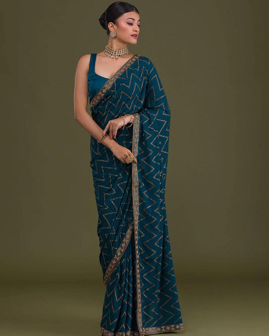 Blue Color Beauitful Soft Rangoli Silk Saree