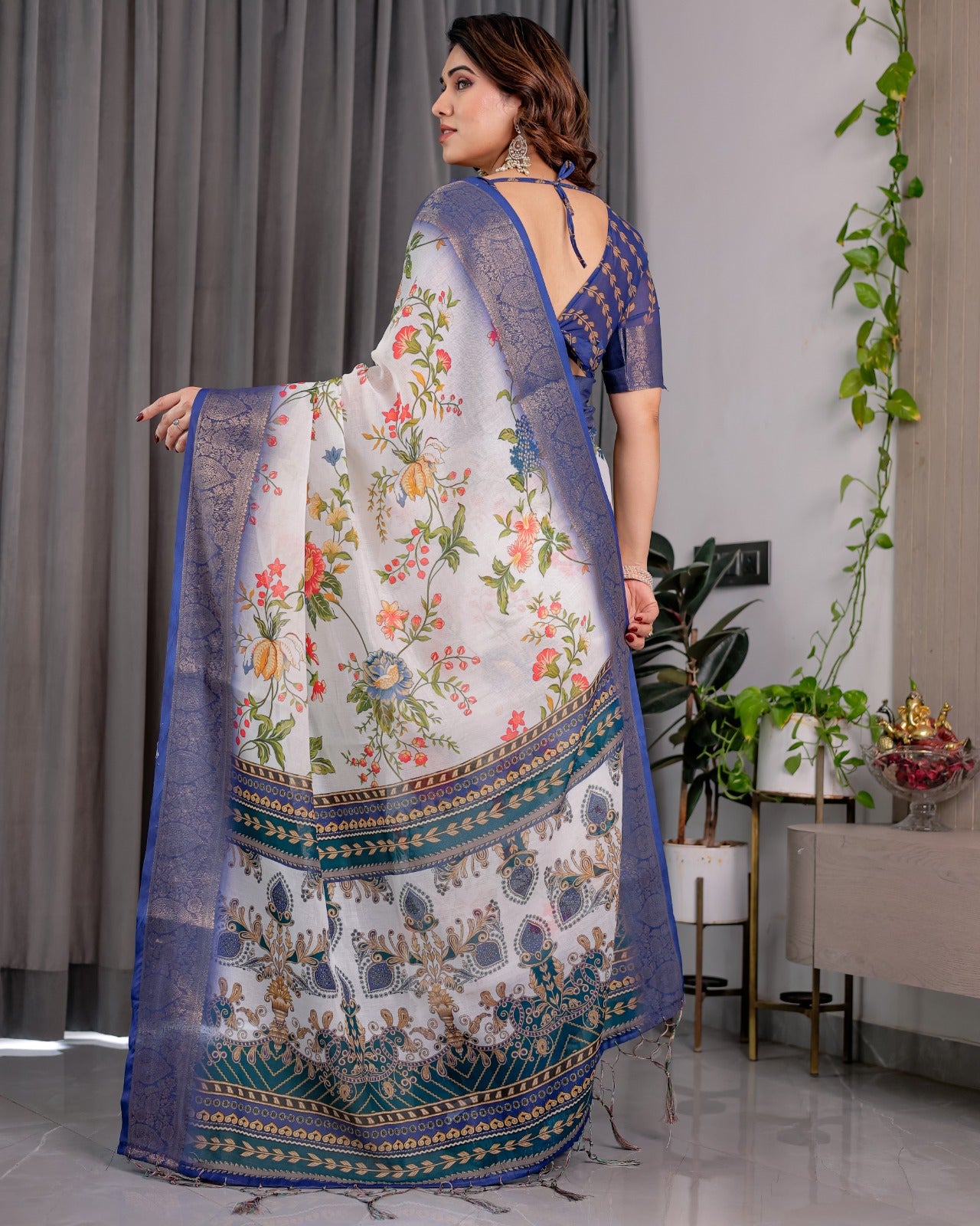 pure handloom linen saree for festive & casual wear
